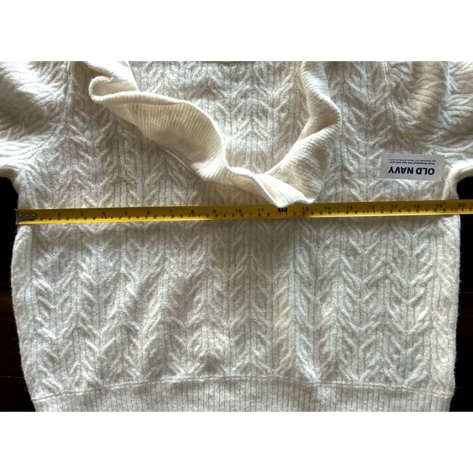 Old Navy Old Navy Womens Wool Blend Ruffle Cable Knit Cropped Sweater Cream M Pullover Crew Neck Short Sleeve? Size M / US 6-8 / IT 42-44 - 7 Thumbnail