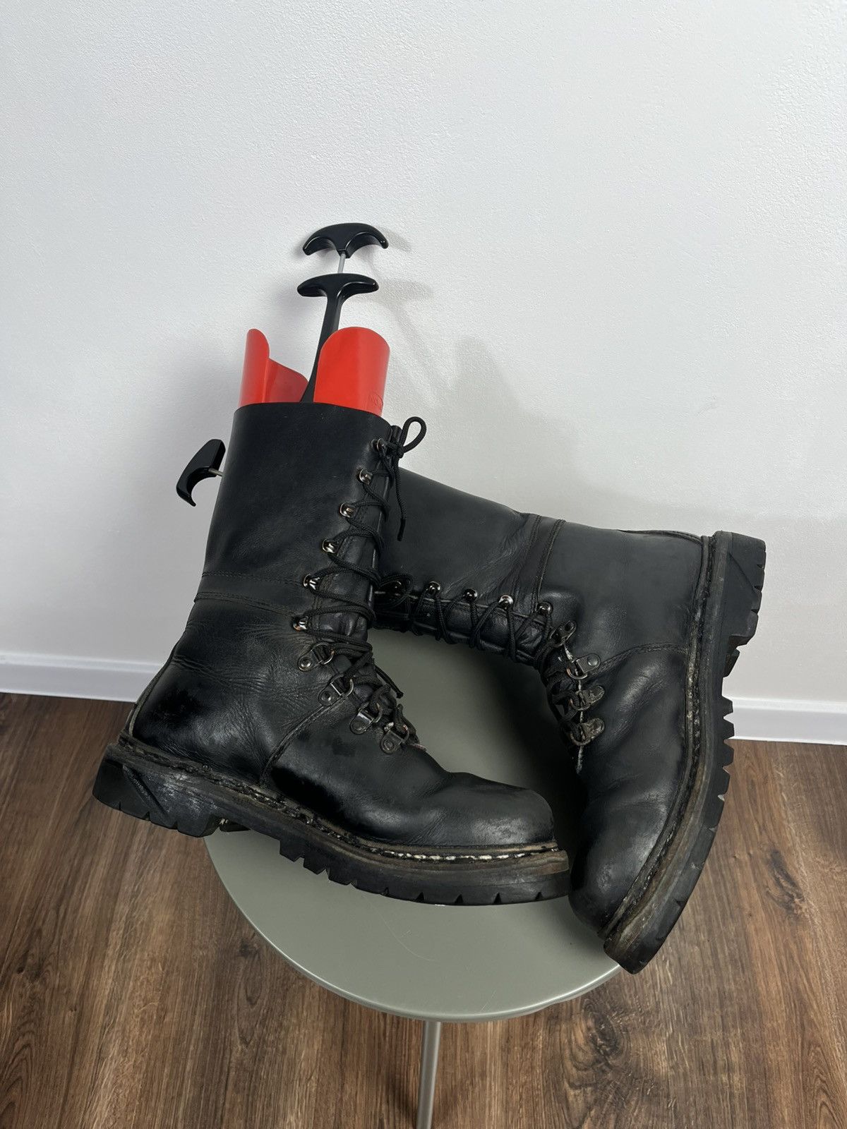 Vintage Avant-Garde Distressed Army Leather Heavy Combat Boots EU44 Size US 10.5 / EU 43-44 - 8 Thumbnail
