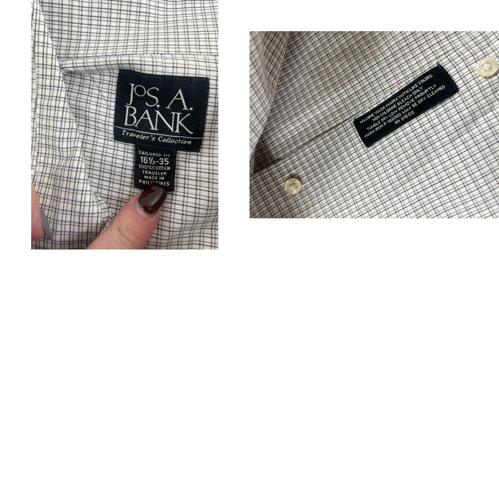 Jos. A. Bank VINTAGE Jos. A. Bank Shirt Men's 16.5-35 White Purple Green Check Button Up Long Sleeve Size US L / EU 52-54 / 3 - 8 Thumbnail