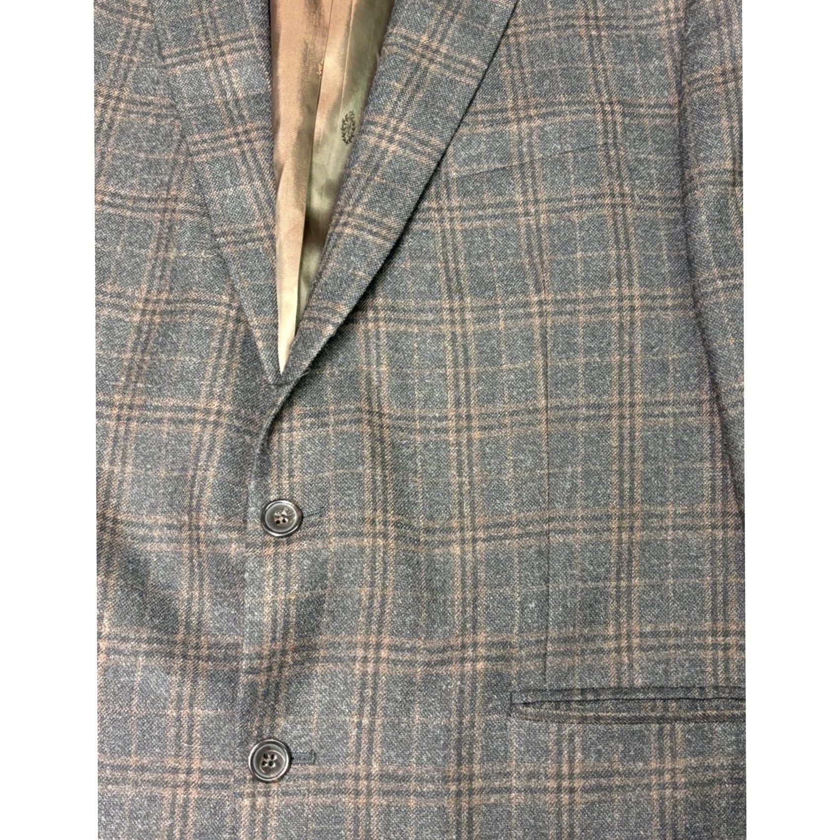 Ralph Lauren Lauren Ralph Coat Mens 46L Gray Men Plaid Wool Blend Blazer Sport Size 46R - 2 Thumbnail