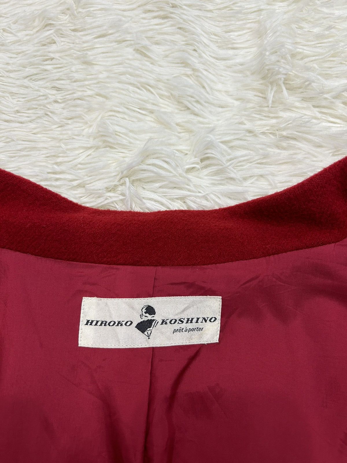 Hiroko Koshino Homme × Japanese Brand × Vintage Vtg Hiroko Koshino Detachable Hoodie Lining Wool Long Jacket Size M / US 6-8 / IT 42-44 - 8 Thumbnail