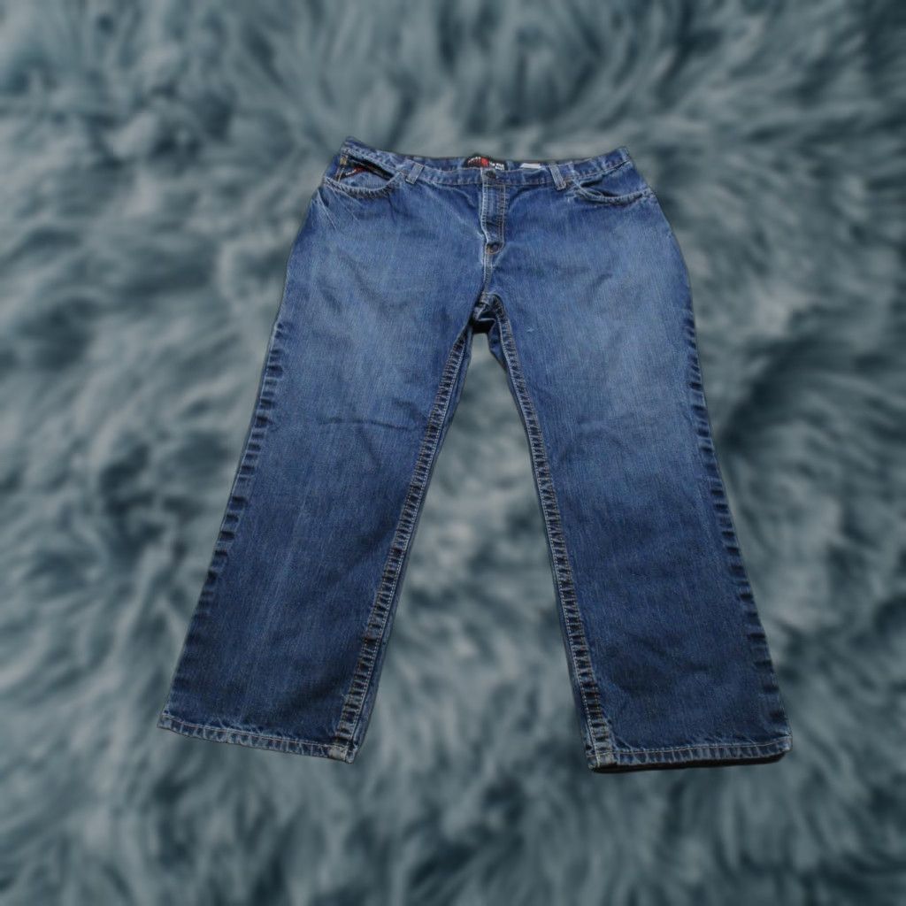 Ariat FR M4 Boot Low Rise Jeans Mens 44x30 Blue Bootcut Denim Flame Resistant Jeans Shirt?