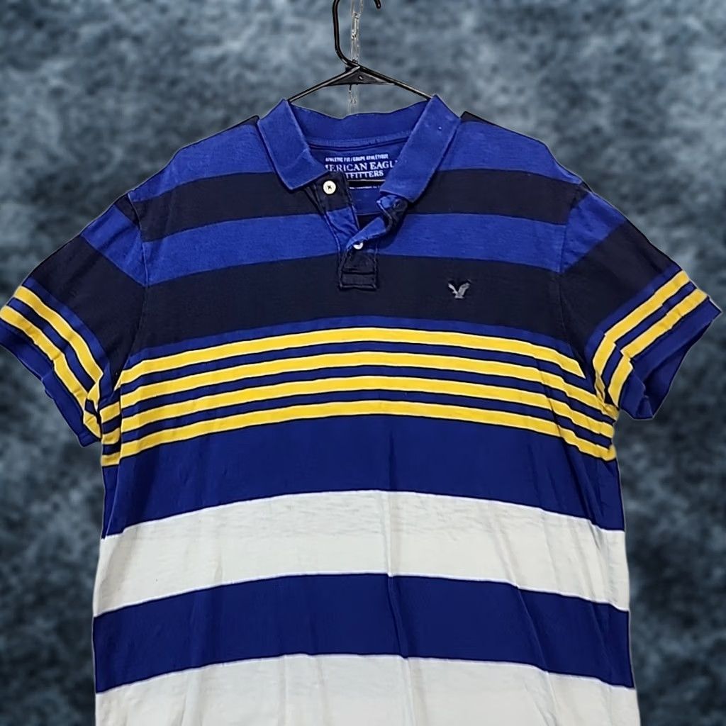 American Eagle Outfitters American Eagle Outfitters Polo Striped Rugby Y2K Grunge Skater Collared Men's XL Shirt Blue Cotton Athletic Short Sleeve Polo Shirt Men XL Size US XL / EU 56 / 4 - 1 Thumbnail