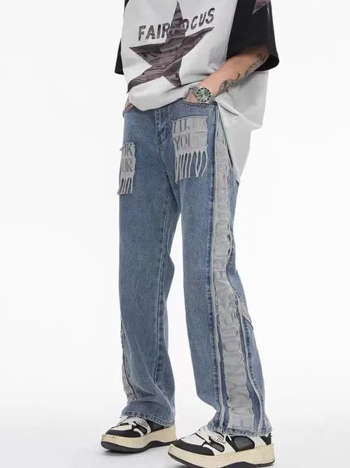 Jean Vintage Street Hip Hop Straight Fit Jeans Size US 30 / EU 46 - 2 Thumbnail