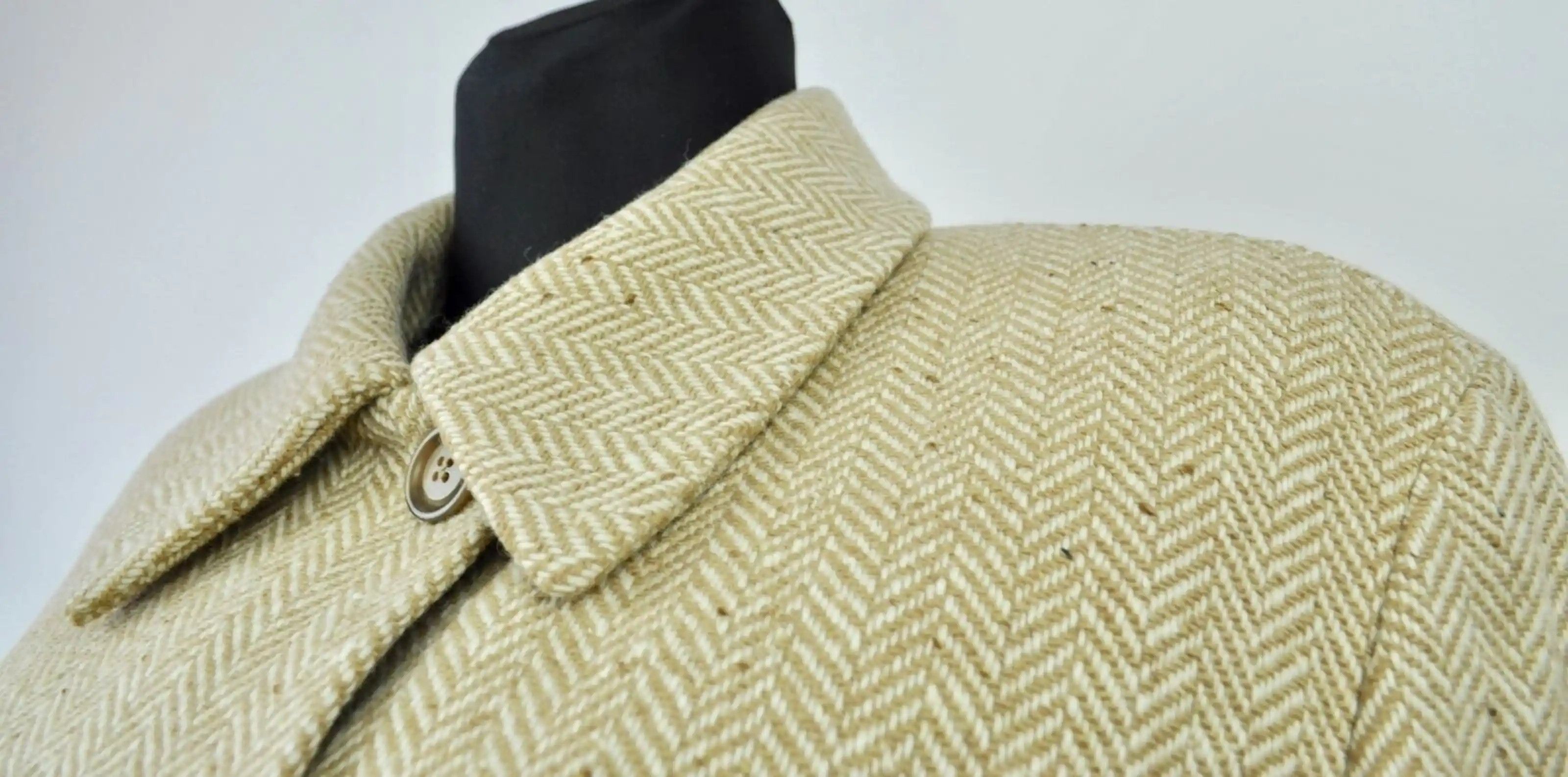 Vintage x ERICH FEND Herringbone Tweed Wool Coat Overcoat Belt Size L / US 10 / IT 46 - 5 Thumbnail