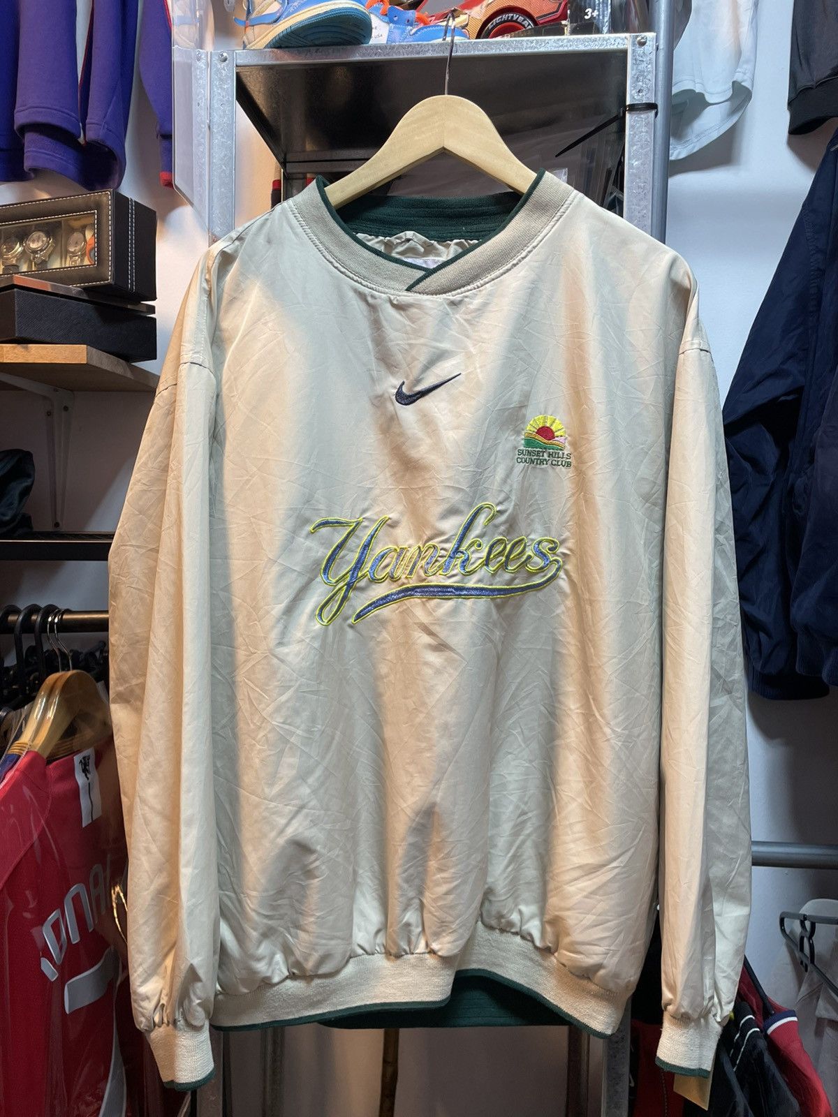Vintage Nike Center Swoosh V-Neck Windbreaker