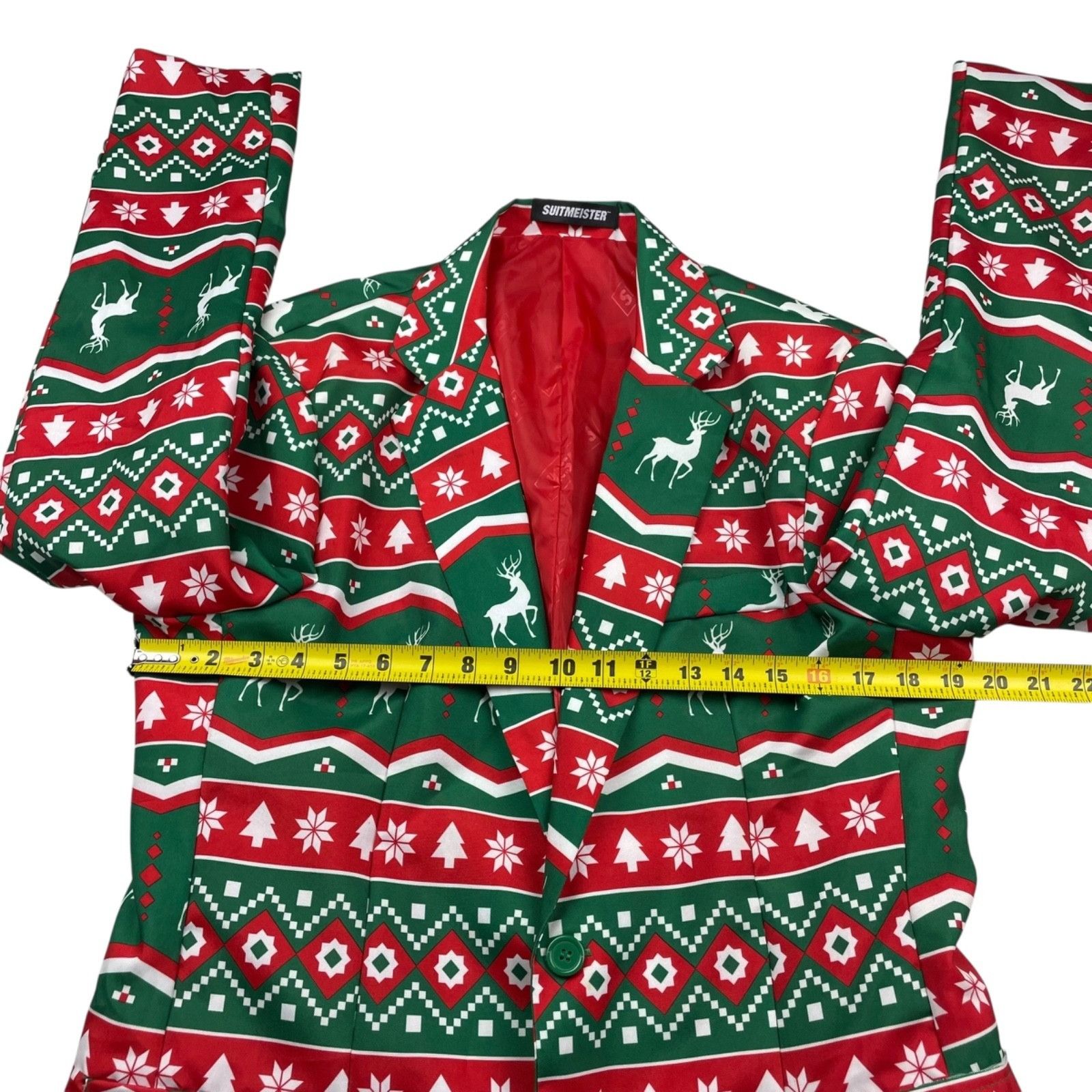 Other Suitmeister Men's Ugly Christmas Blazer Red/White/Green Rein Size 38R - 11 Thumbnail