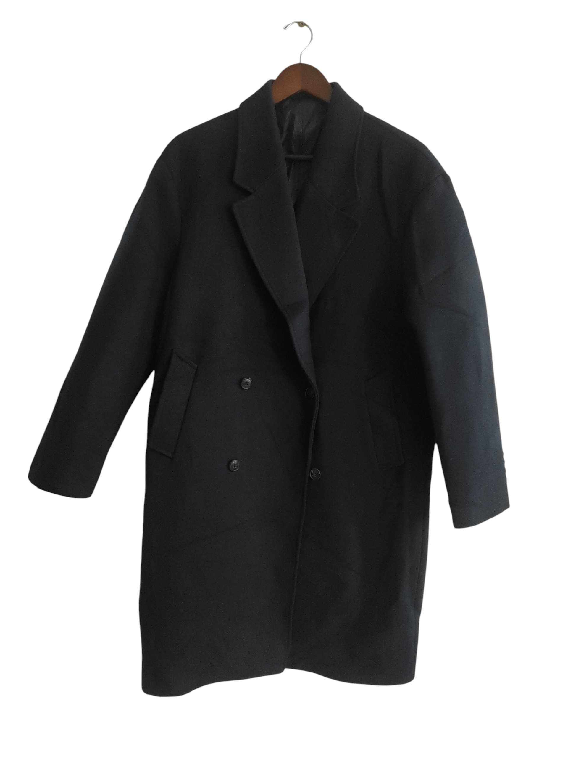 AMI Paris Double-Breasted Wool Mens Coat Navy Blue