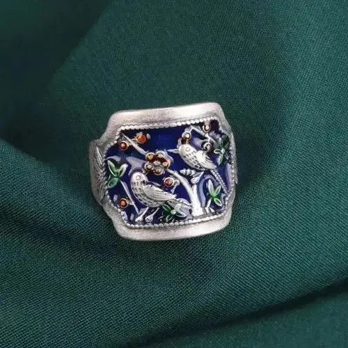 Japanese Brand Vintage Birds Engraving Adjustable Ring Size ONE SIZE - 2 Thumbnail
