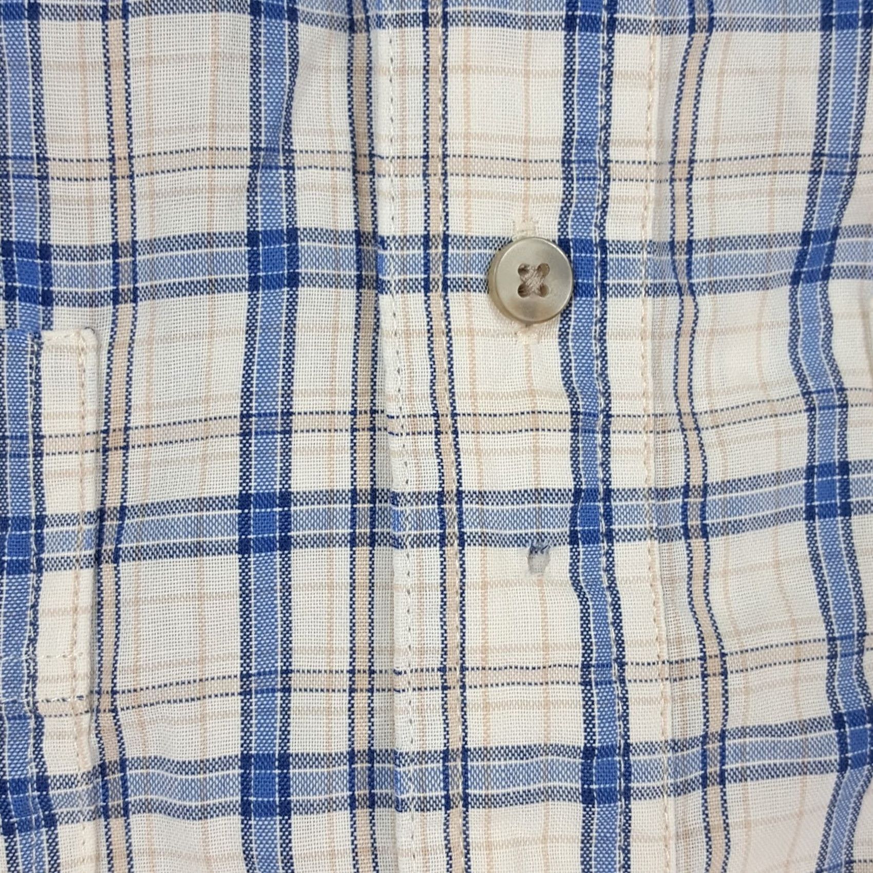 Wrangler VINTAGE Wrangler Blue Plaid Distressed Long Sleeve Men's Large Button Up Collared Shirt Size US L / EU 52-54 / 3 - 3 Thumbnail