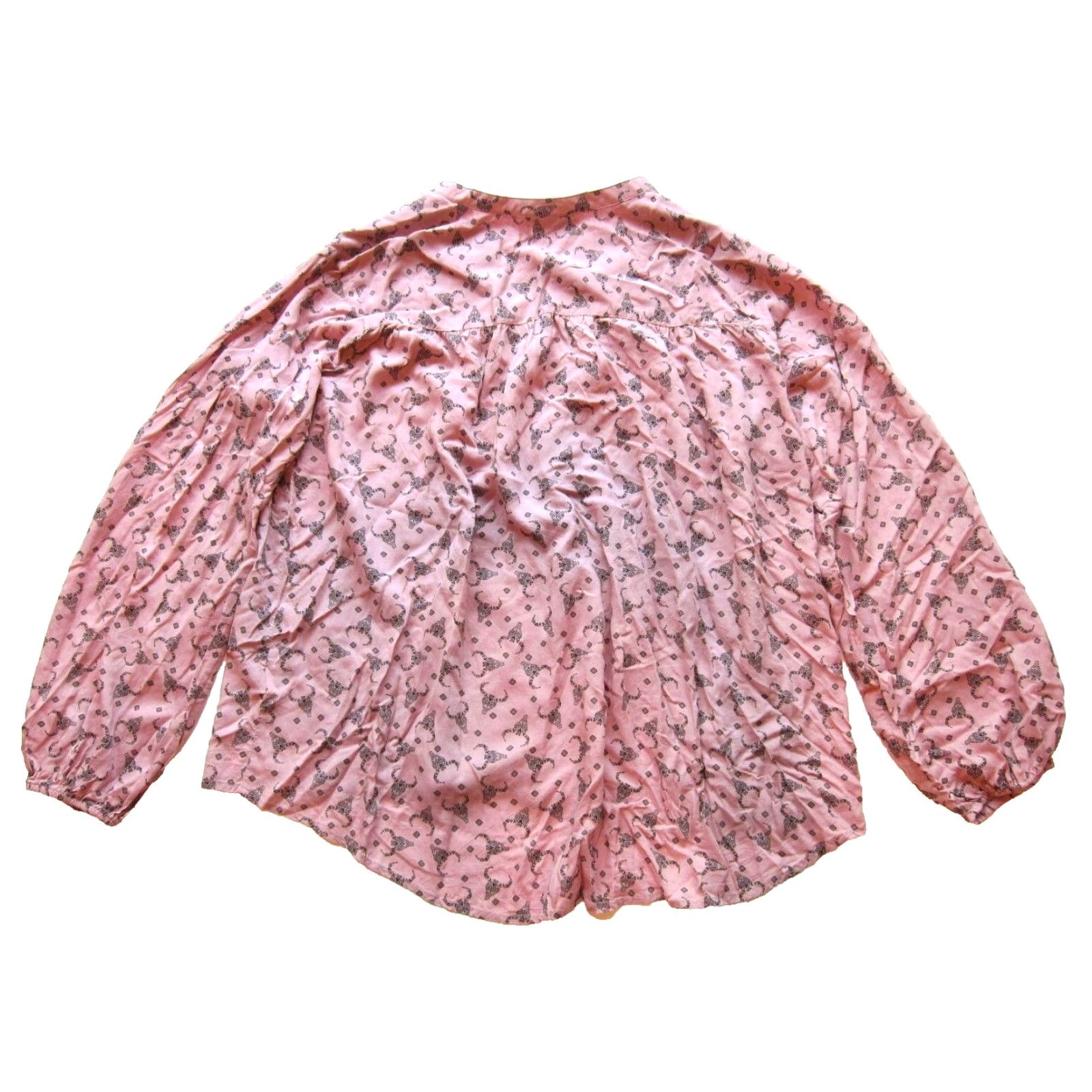 Ariat Ariat Button Up Long Sleeve Blouse XL Pink Cattle Steel Skull Head Rayon Floral Pattern Women Size XL / US 12-14 / IT 48-50 - 2 Thumbnail