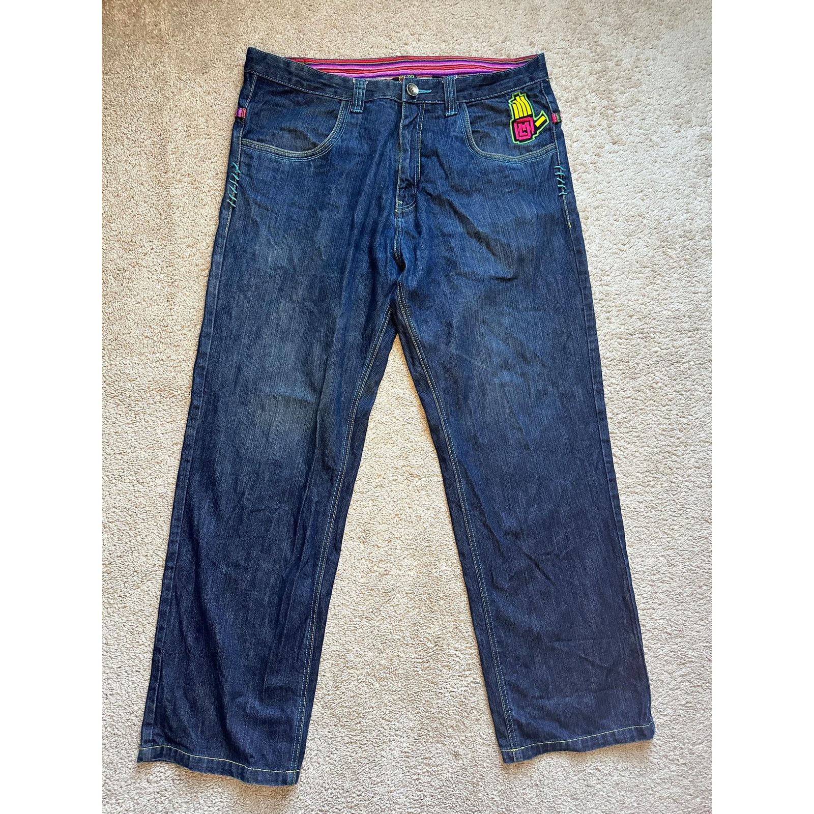Other Miskeen Originals Embroidered Straight Denim Jeans Blue 38 Size US 38 / EU 54 - 2 Thumbnail