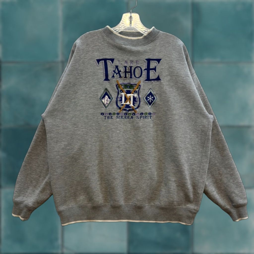 Vintage VINTAGE Lake Tahoe Sweatshirt Sweater XL Grey Embroidered Crewneck Pullover Danaggers Crewneck XL Mens Ladies or Boys Girls Size US XL / EU 56 / 4 - 1 Thumbnail