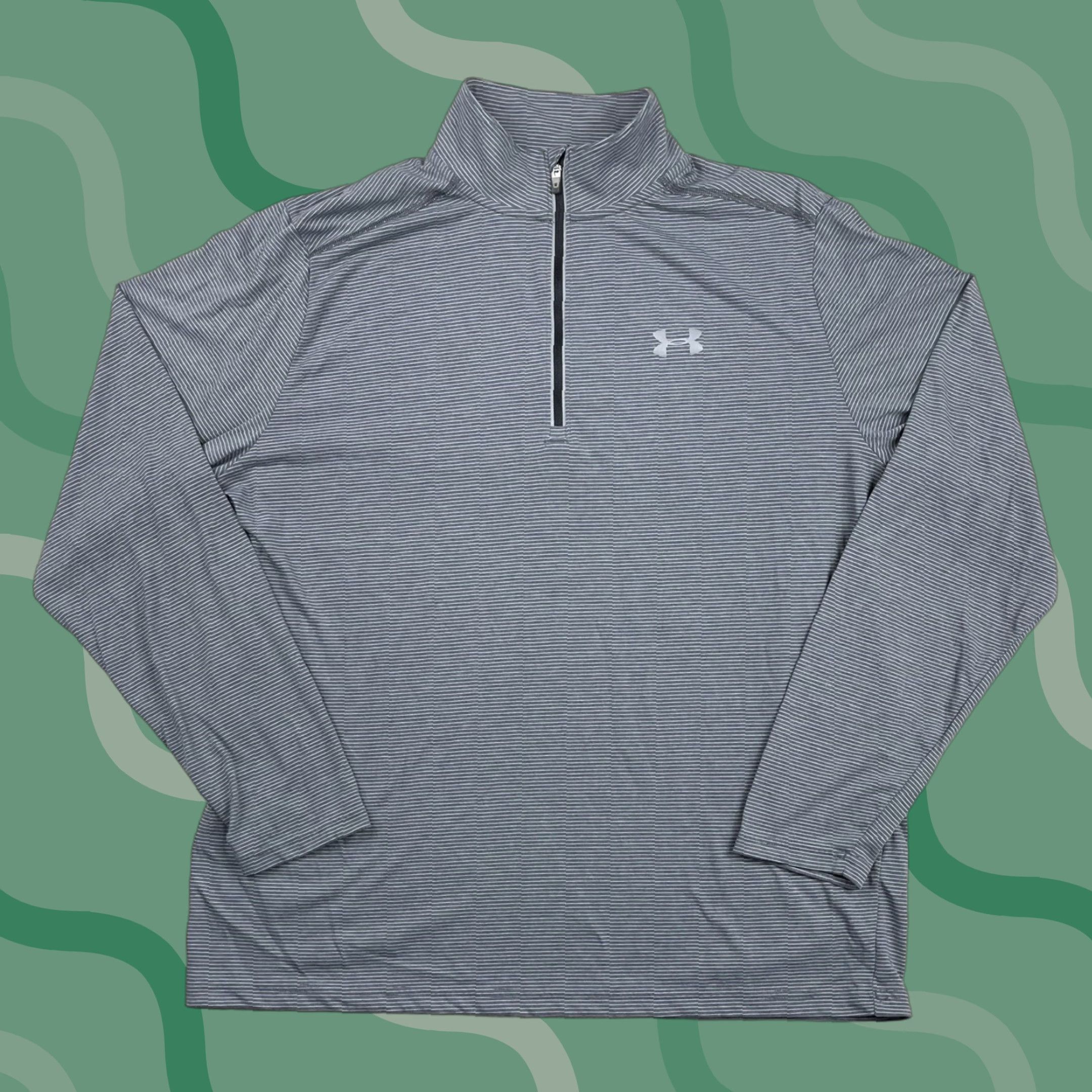 Under Armour Under Armour Shirt Men XL Gray HeatGear 1/4 Zip Mock Neck Long Sleeve Running Activewear Mens Size US XL / EU 56 / 4 - 1 Thumbnail