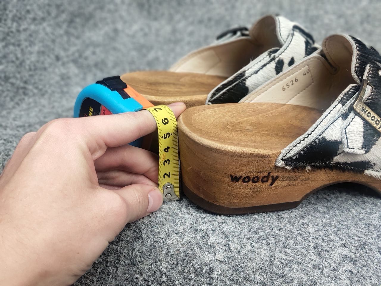 Woody Design Manu Fur W' Leather cowhide Clogs mules Shoes