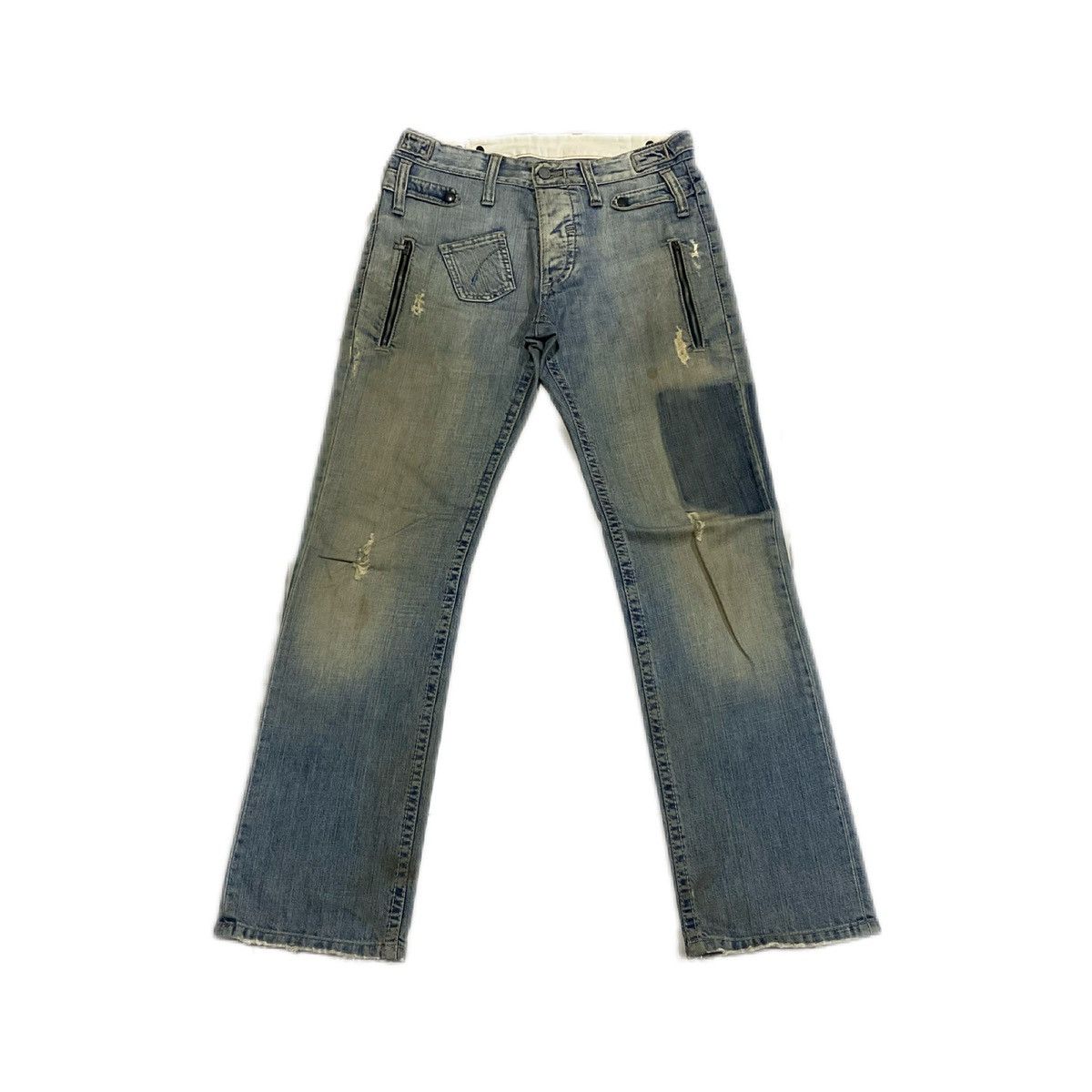 Japanese Brand × Neil Barrett 🔥Archived Neil Barret Distressed Denim Zipper Multi Pockets Size US 32 / EU 48 - 1 Thumbnail