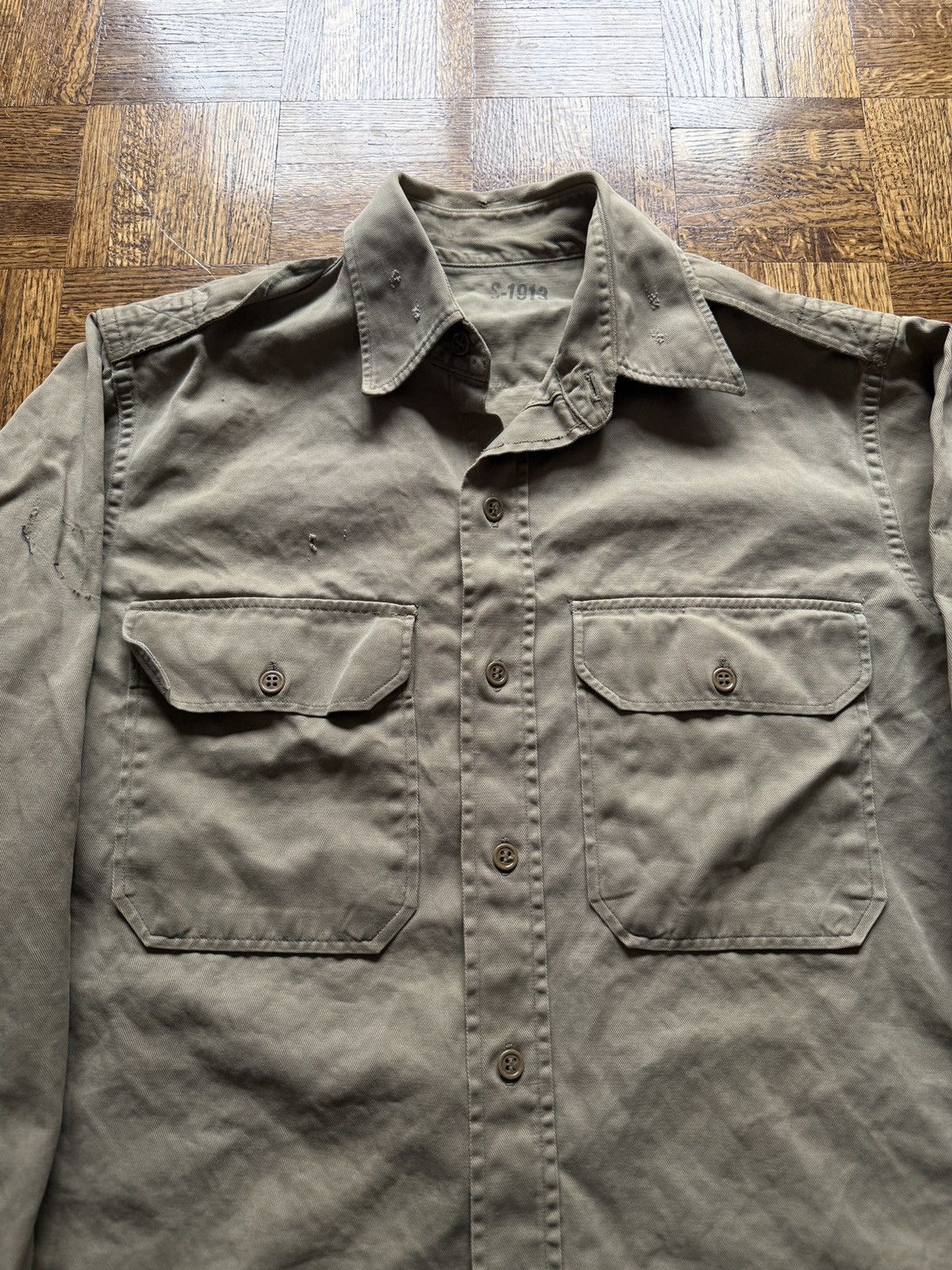 Vintage Vintage 50s Military Army Officers Button Up Shirt Size US L / EU 52-54 / 3 - 2 Thumbnail