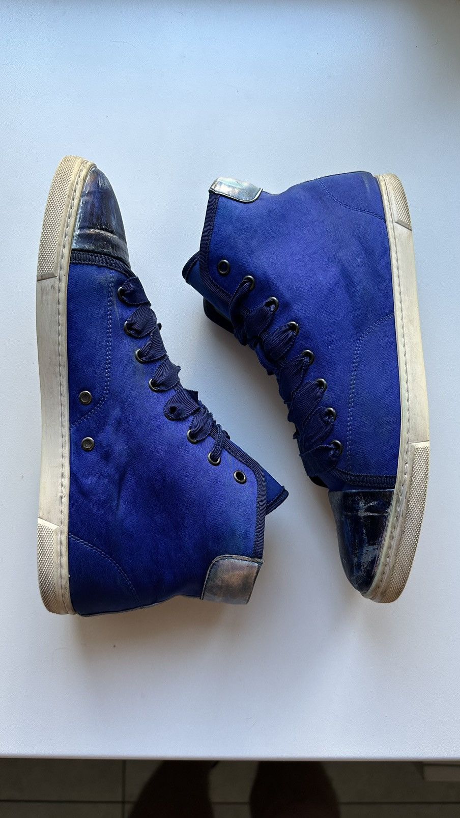 Lanvin Lanvin Nylon & Leather Blue High Top Sneakers Italy Size 41 Size US 8 / EU 41 - 1 Thumbnail