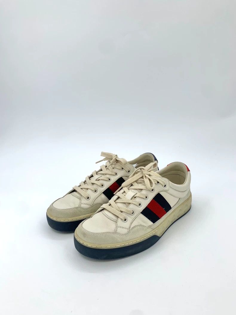 Gucci Gucci White, red and blue mandarin duck tail lace-up casual Size US 6 / EU 39 - 1 Thumbnail