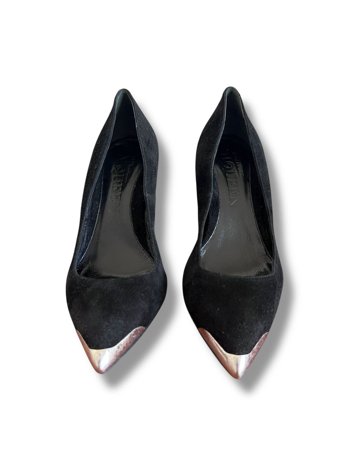 Alexander McQueen Alexander McQueen Silver-Capped Pumps in Black Suede Sz 36.5 Size US 6.5 / IT 36.5 - 2 Thumbnail