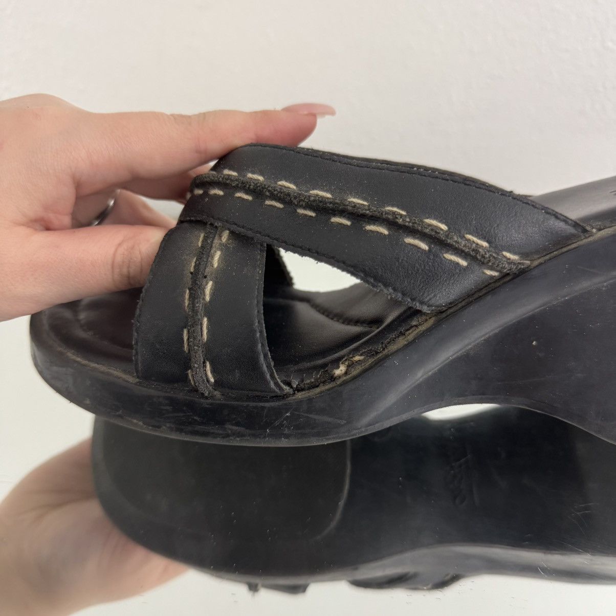 Vintage MOSSIMO Vintage Y2K Black Leather Chunky Platform Sandals Size US 8 / IT 38 - 11 Thumbnail