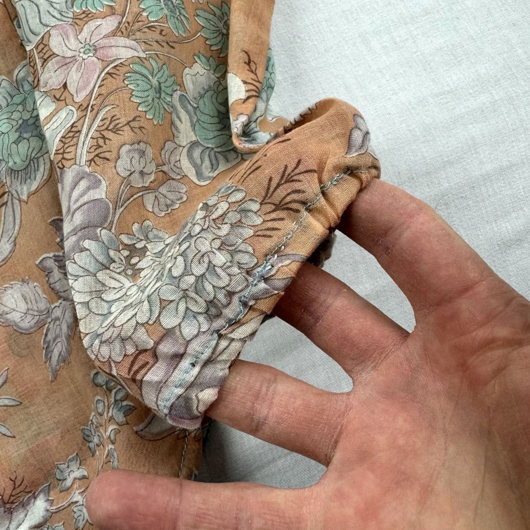 Vintage VINTAGE Floral Button Up Shirt Womens M Orange Sheer Collar Thin Light 80s R&K Originals Button-Up Bohemian Flower Mens? Size M / US 6-8 / IT 42-44 - 4 Thumbnail