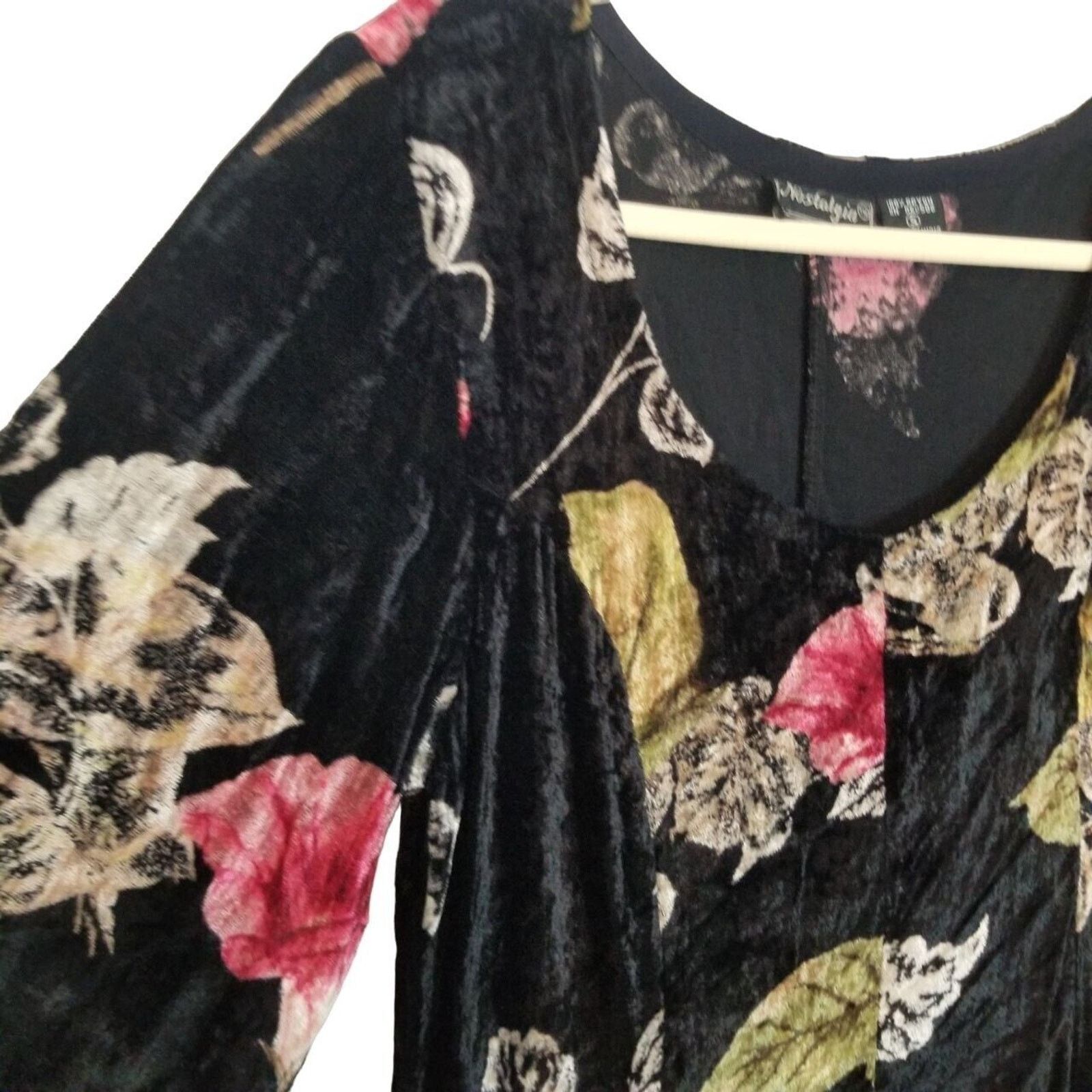 Vintage Vintage Nostalgia Floral Velvet Maxi Dress Sz S Whimsigoth Size S / US 4 / IT 40 - 5 Thumbnail