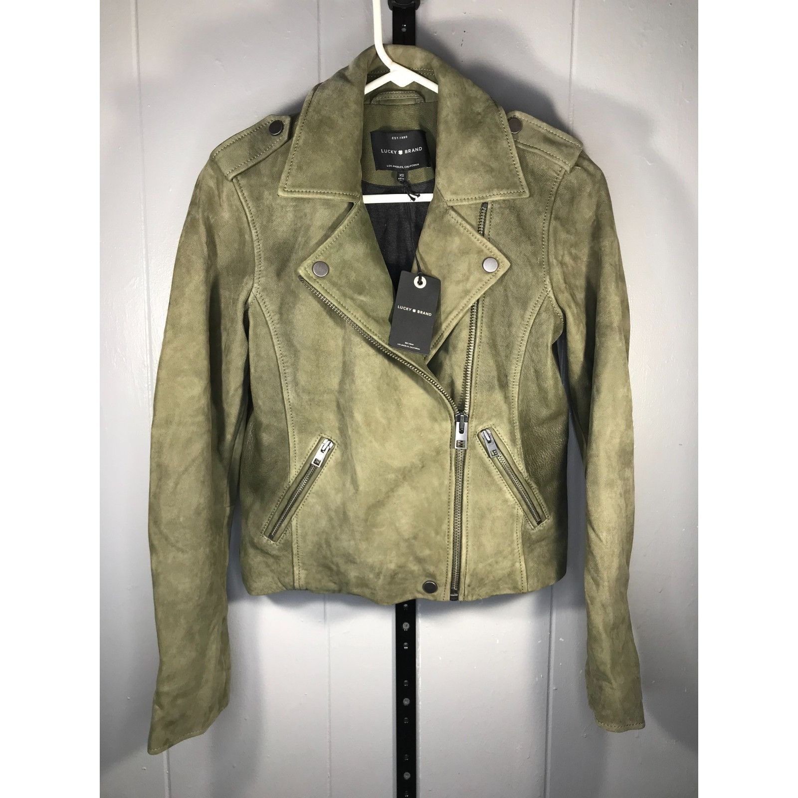 Lucky Brand Women's XS Suede Moto Jacket Lamb Leather Super