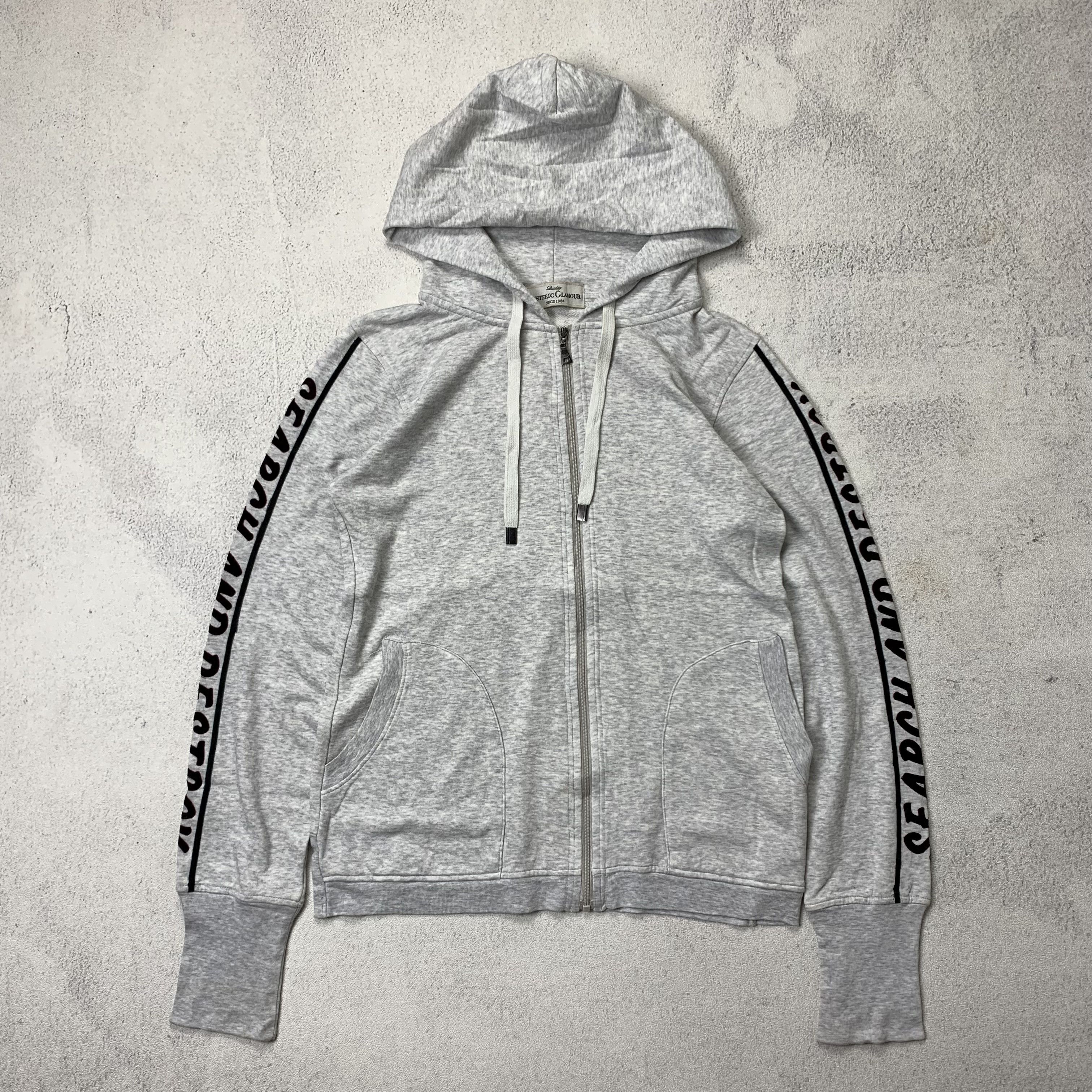 image of Hysteric Glamour Search And Destroy Zip Up Hoodie in Grey, Women's (Size Small)