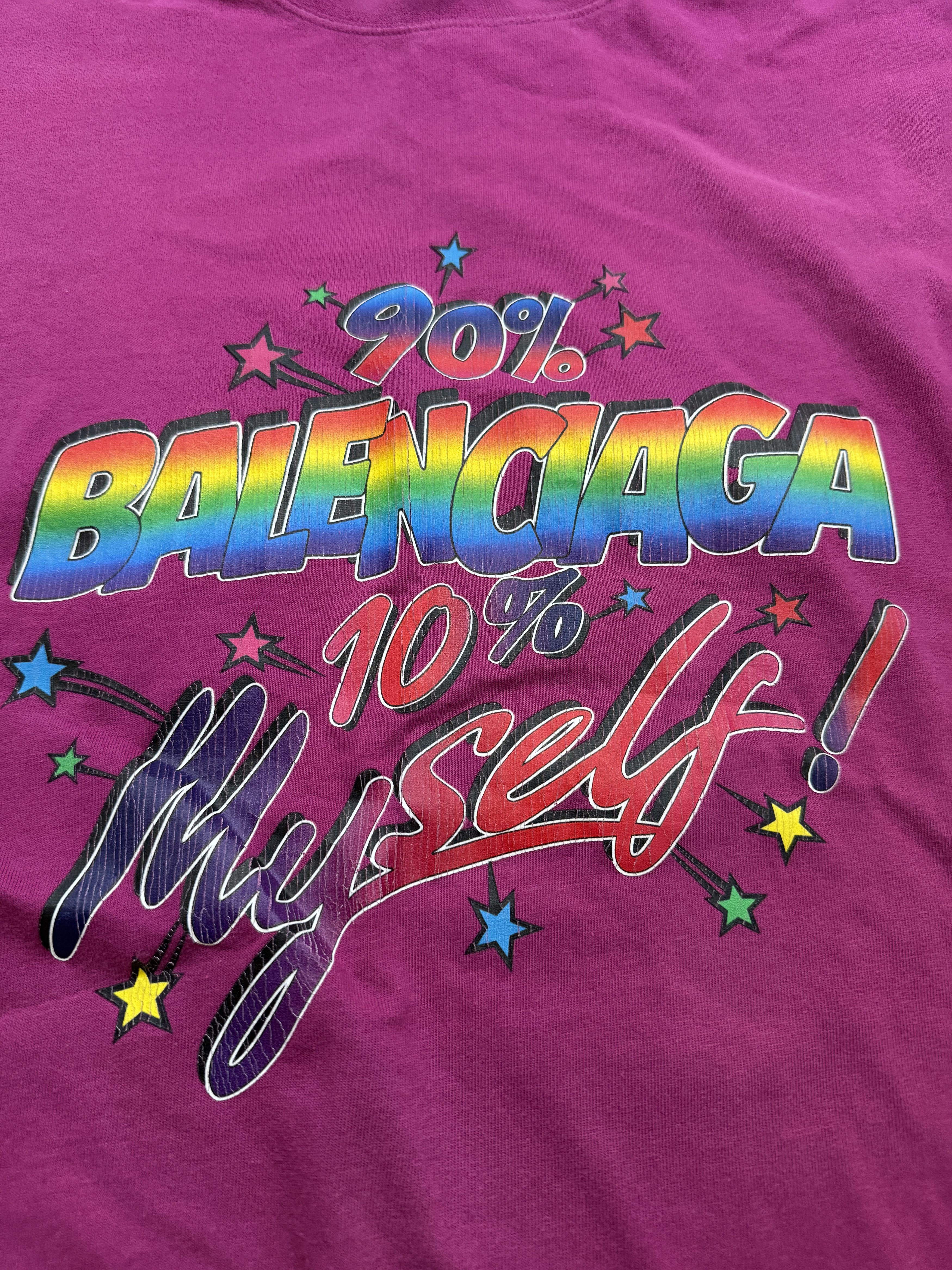 Balenciaga 90% Balenciaga 10% Me Distressed Vintage Style Tee Pink Size US XL / EU 56 / 4 - 2 Thumbnail