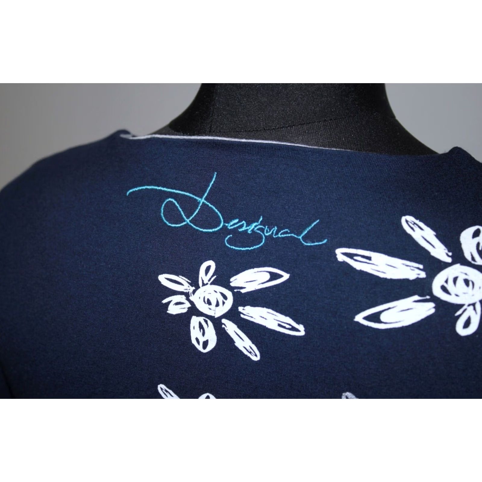 Desigual Desigual Dress Womens A-Line Knee Length S Navy Flowers Blue Color Size S / US 4 / IT 40 - 5 Thumbnail