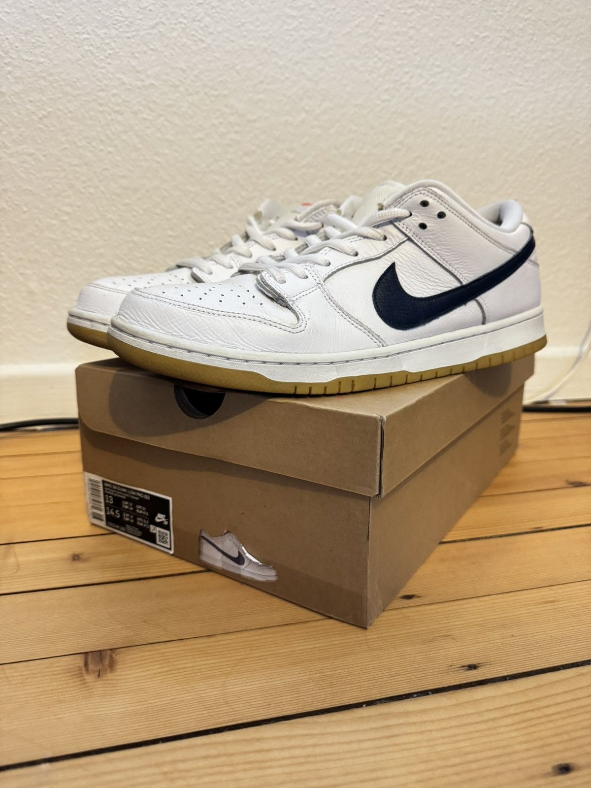 Nike Nike SB Dunk Low ISO White Navy Size US 13 / EU 46 - 1 Thumbnail