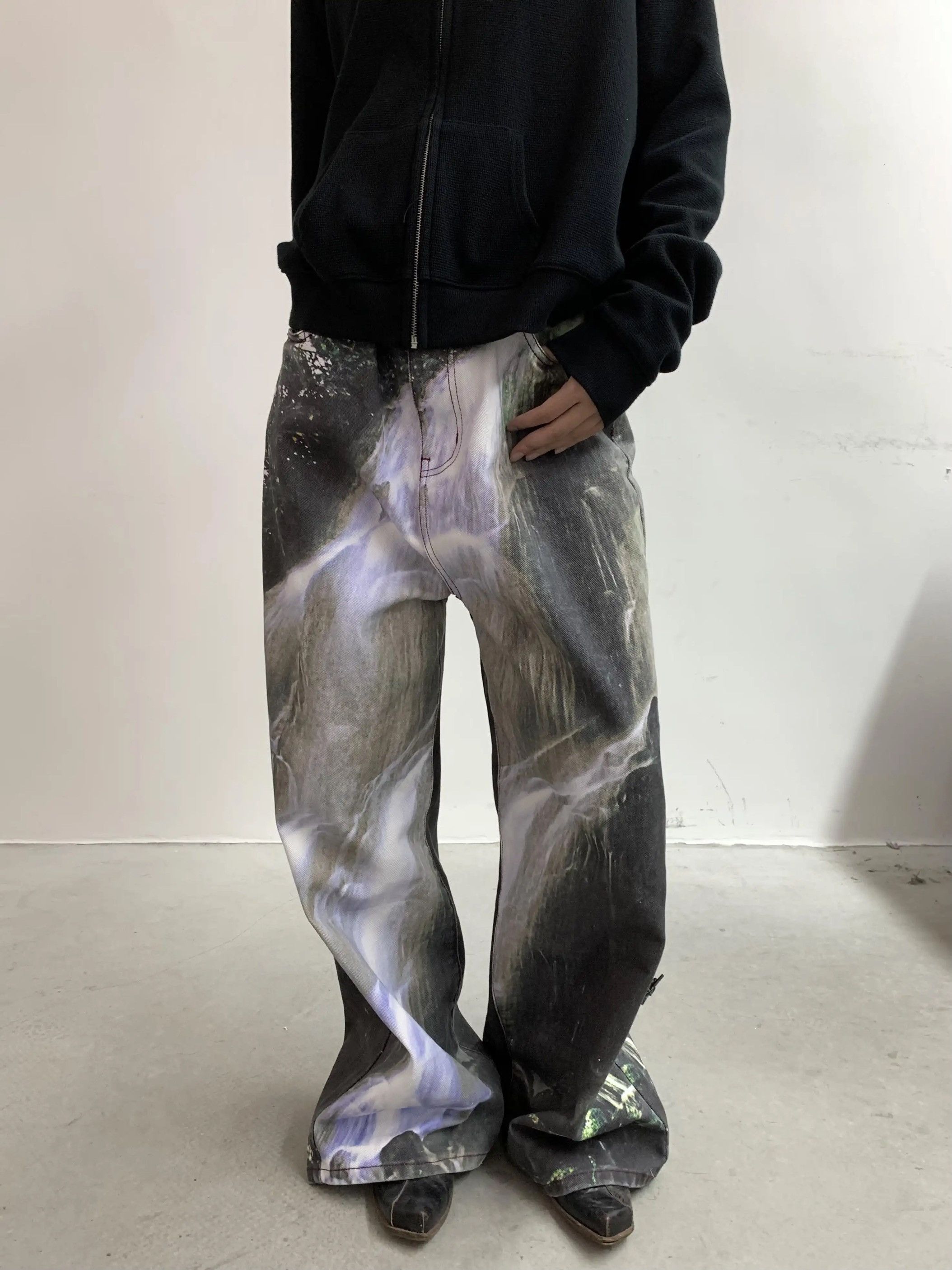 Japanese Brand × Vintage Y2K Printed Washed Straight Jeans Size 29" - 5 Thumbnail