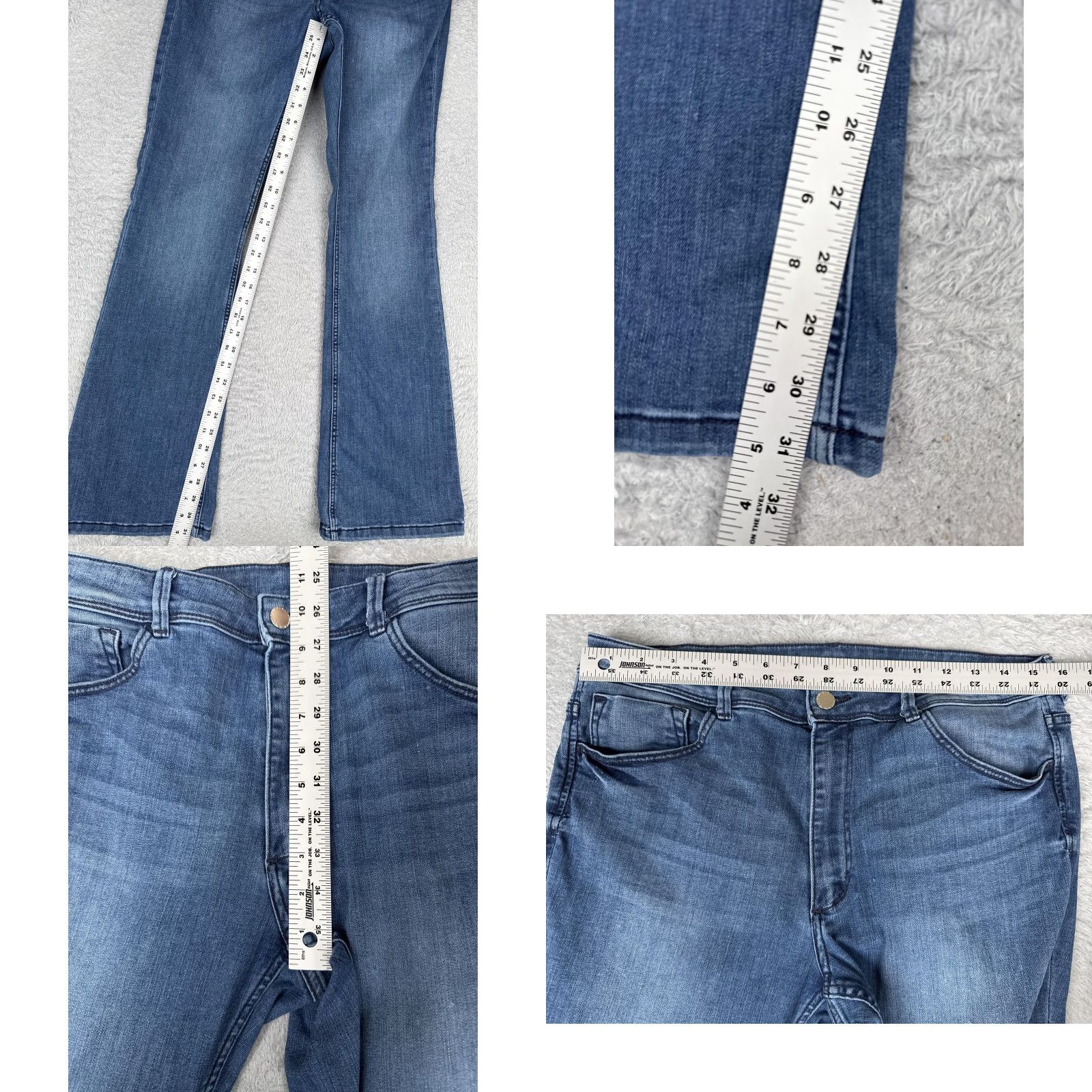 Denime &Denim Flare Jeans Womens 12 Blue Medium Wash High Rise Stretch Denim 32x32 Jeans Size 34" / US 12 / IT 48 - 8 Thumbnail