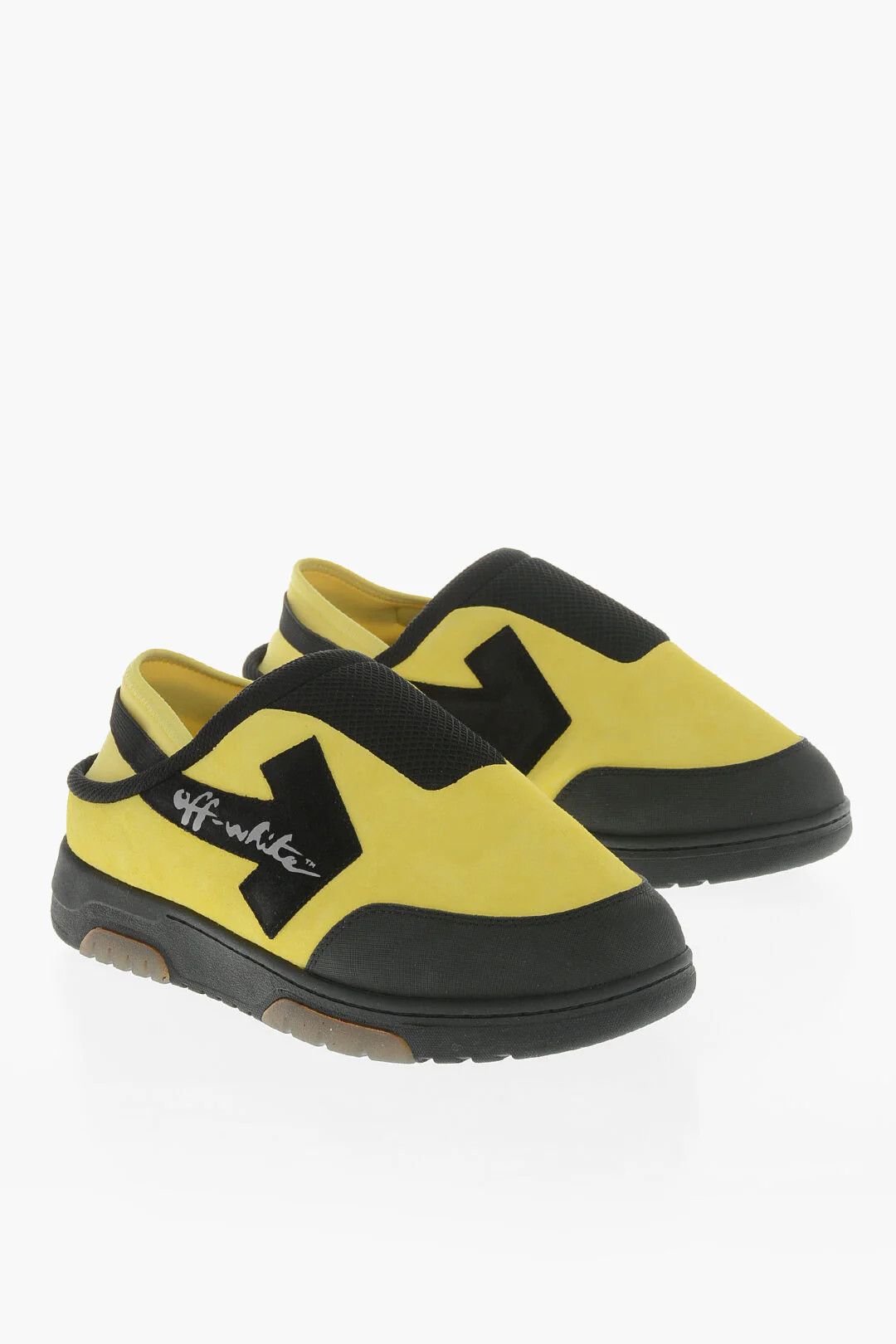 Off-White og1mm0426 Suede & Fabric Mules in Yellow & Black Size US 12 / EU 45 - 3 Thumbnail