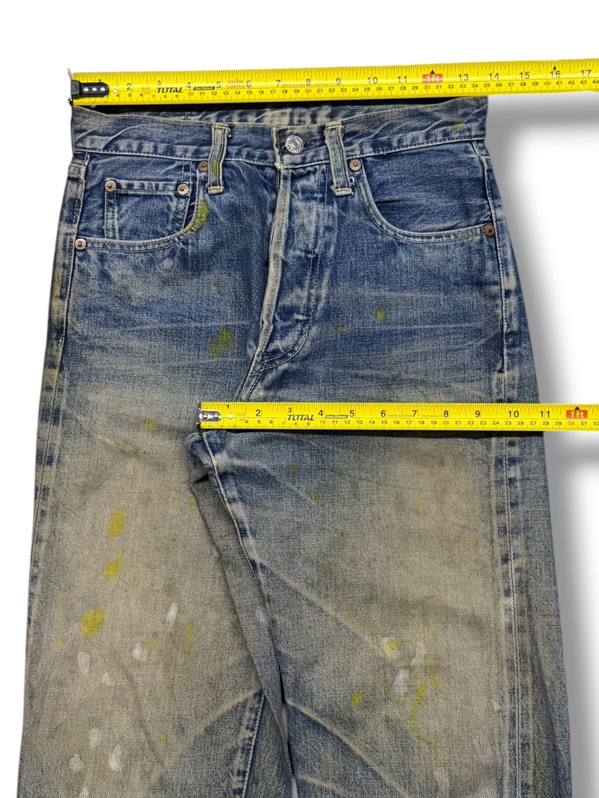 Denime Vintage 90s Denime Crazy Fade, Paint Splatter Selvedge | W27 Size US 27 - 17 Thumbnail