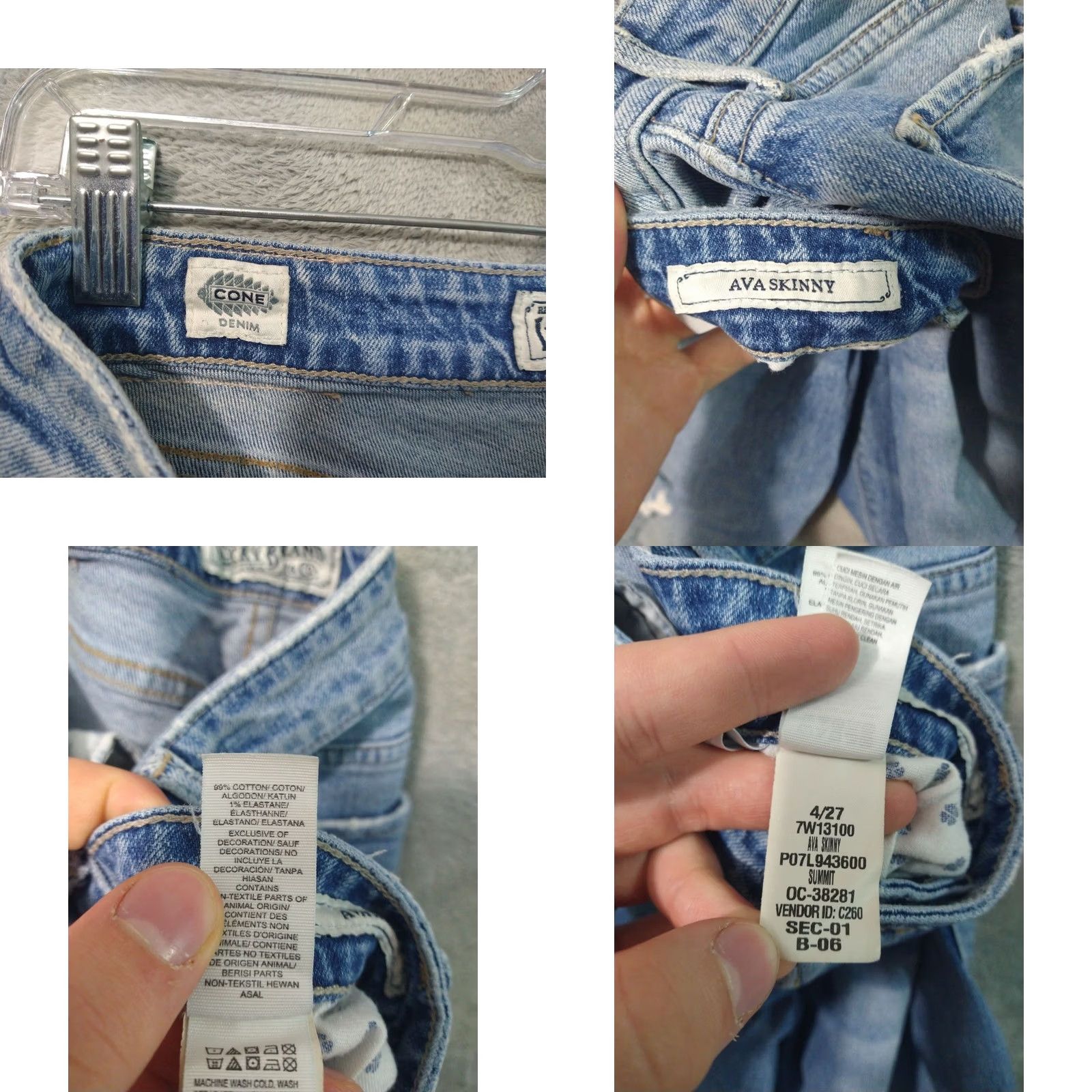 Lucky Brand Lucky Brand Jeans Womens 4/27 Blue Cone Denim AVA Skinny Mid Rise Distressed Size 4 27in Inseam 27in Blue 5-Pocket Design Denim Shirt? Size 27" / US 4 / IT 40 - 8 Thumbnail