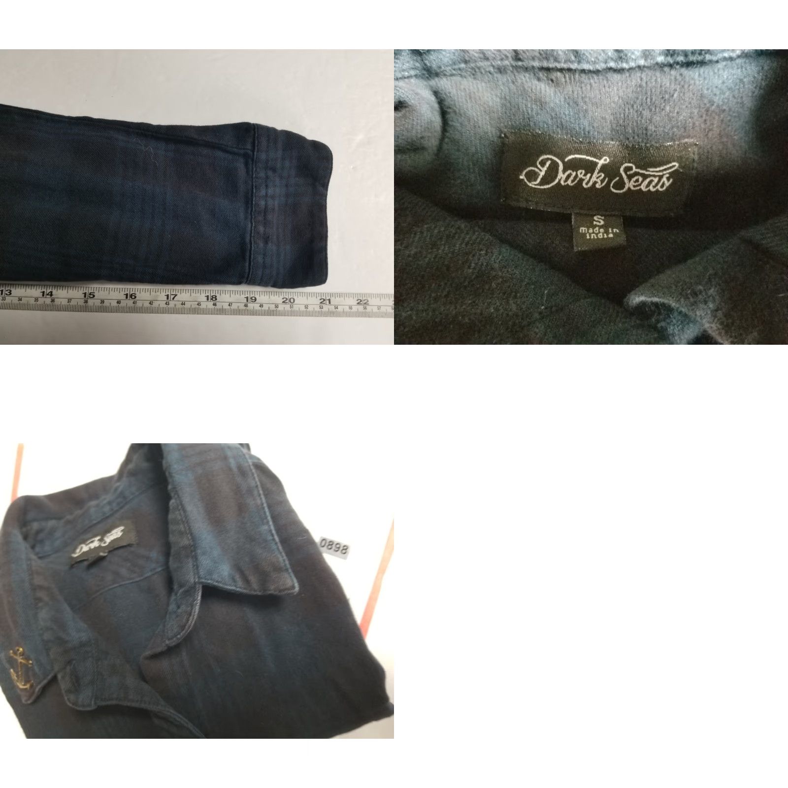 Vintage Dark Seas Men's Long Sleeve Button-Down Plaid Flannel Shirt Blue Small Size US S / EU 44-46 / 1 - 8 Thumbnail