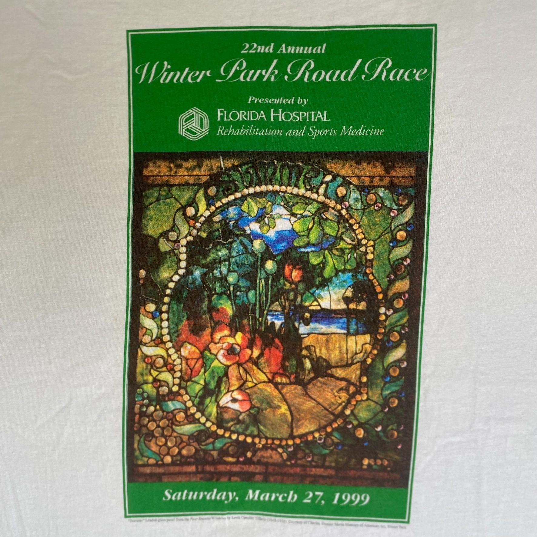 Hanes Vintage 90s Nature Art Shirt Floral Winter Park Race Tee Size US L / EU 52-54 / 3 - 3 Thumbnail
