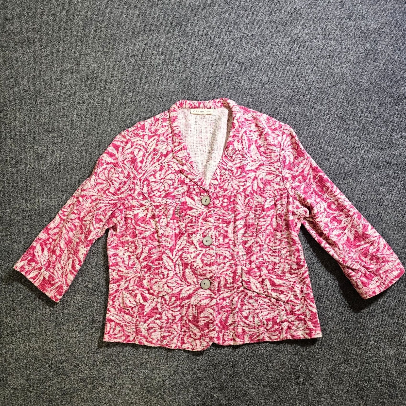 Coldwater Creek Coldwater Creek Blazer Women L Pink White Floral 3/4 Sleeve Tweed Jacket Career Size L / US 10 / IT 46 - 2 Thumbnail