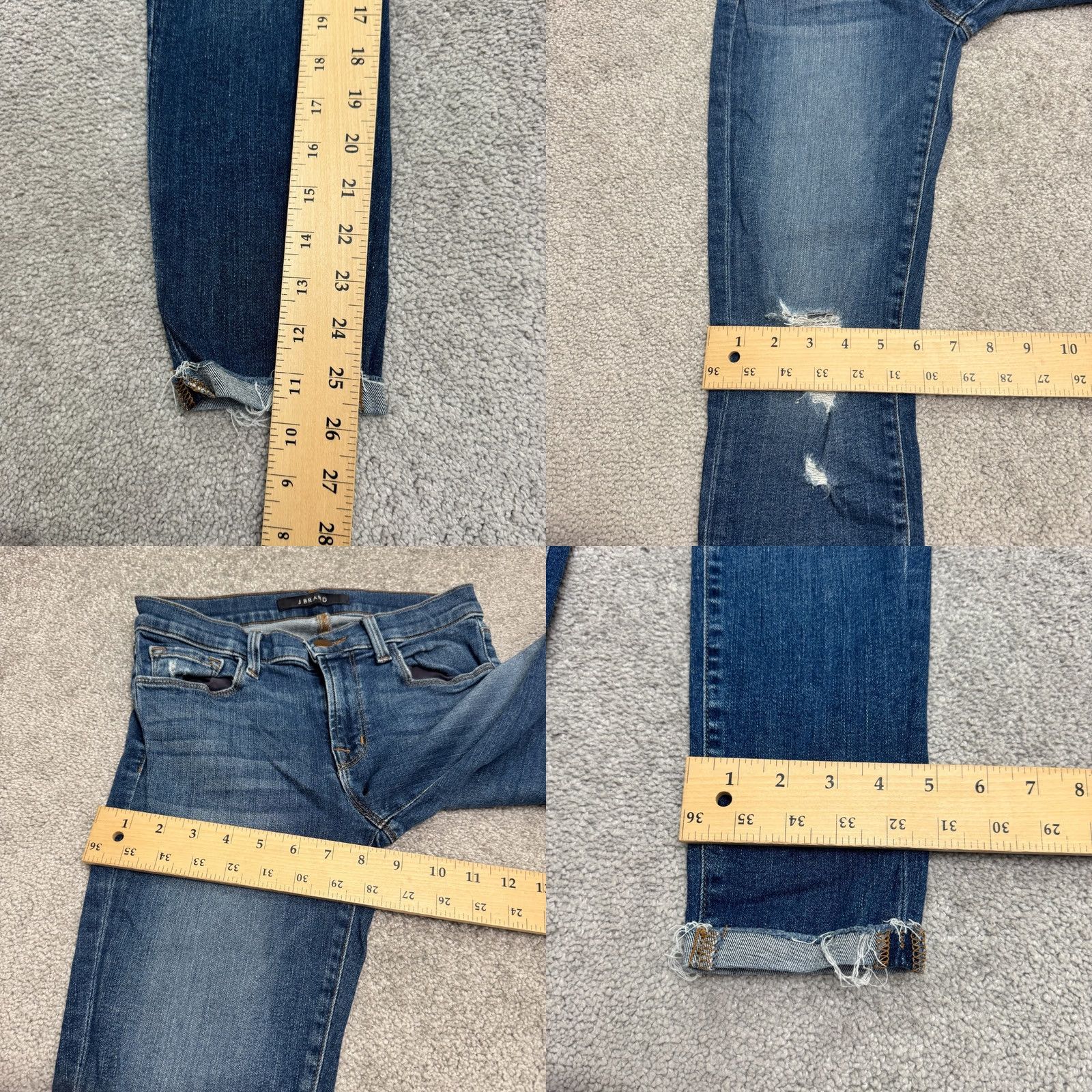 J Brand J Brand Breathless Skinny Denim Jeans Womens 25 Blue Raw Hem Capri Distressed Size 42" / US 20 - 9 Thumbnail