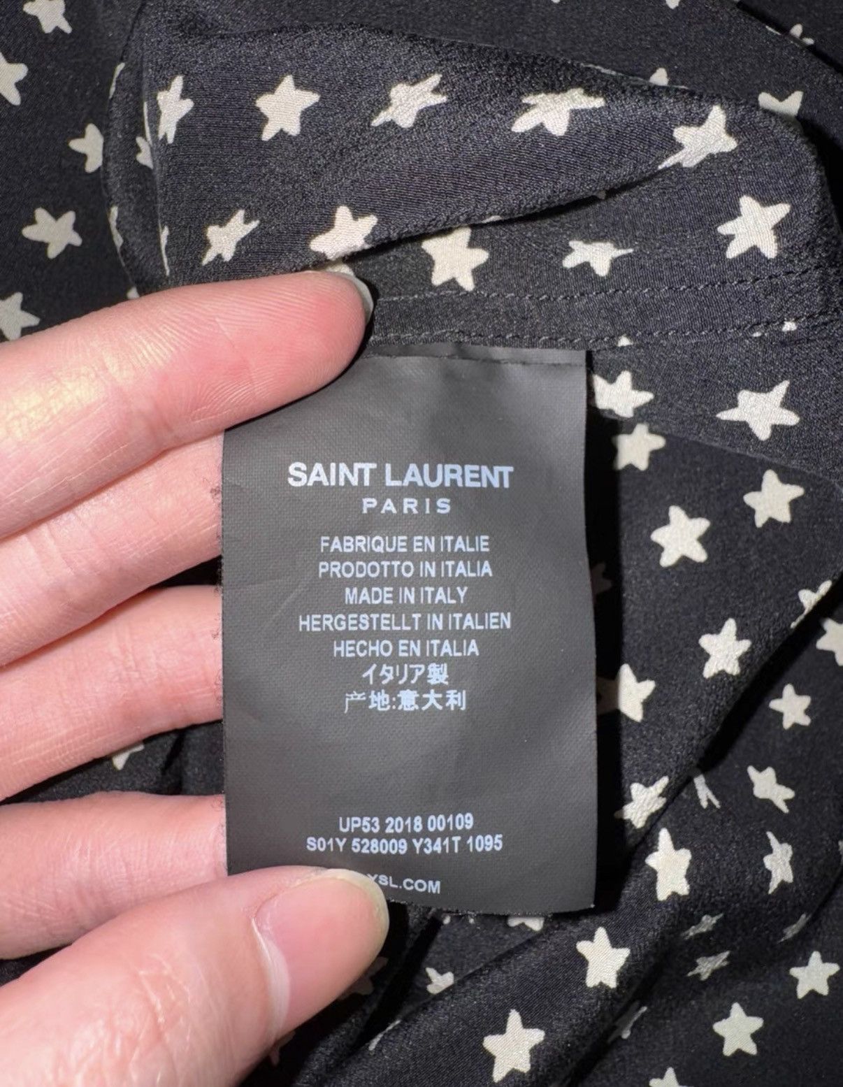 Saint Laurent Paris Saint Laurent 18FW Silk Black/White Starry Sky Star Shirt Size US S / EU 44-46 / 1 - 6 Thumbnail