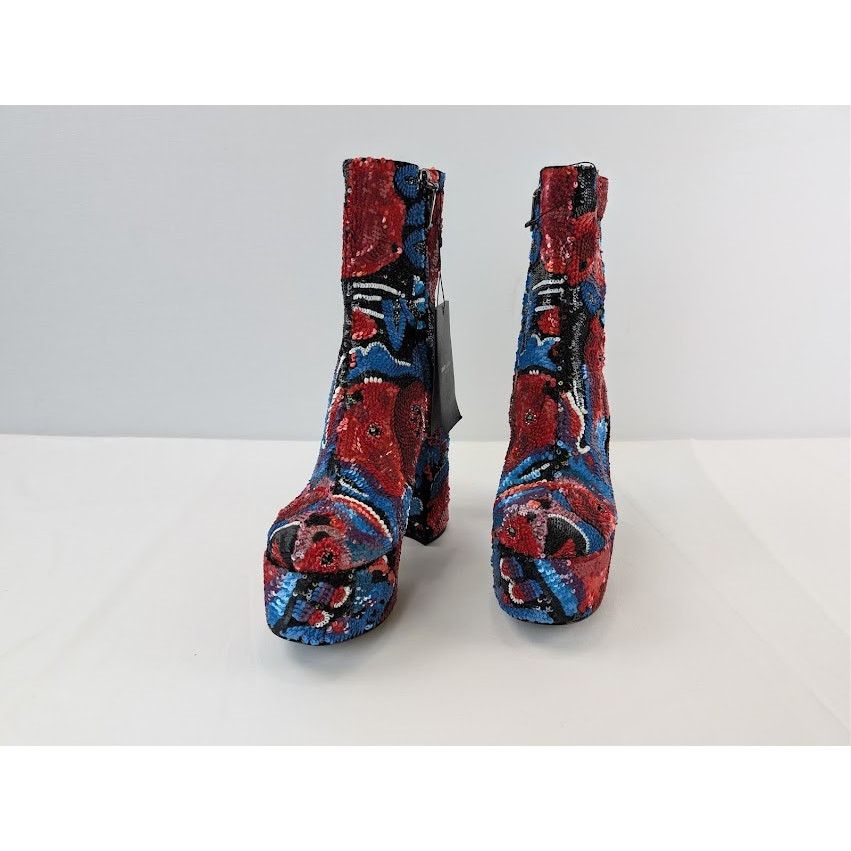 Saint Laurent Paris o1rshd1 Billy Sequence Embellished Platform Ankle Boots Size US 10 / IT 40 - 10 Thumbnail