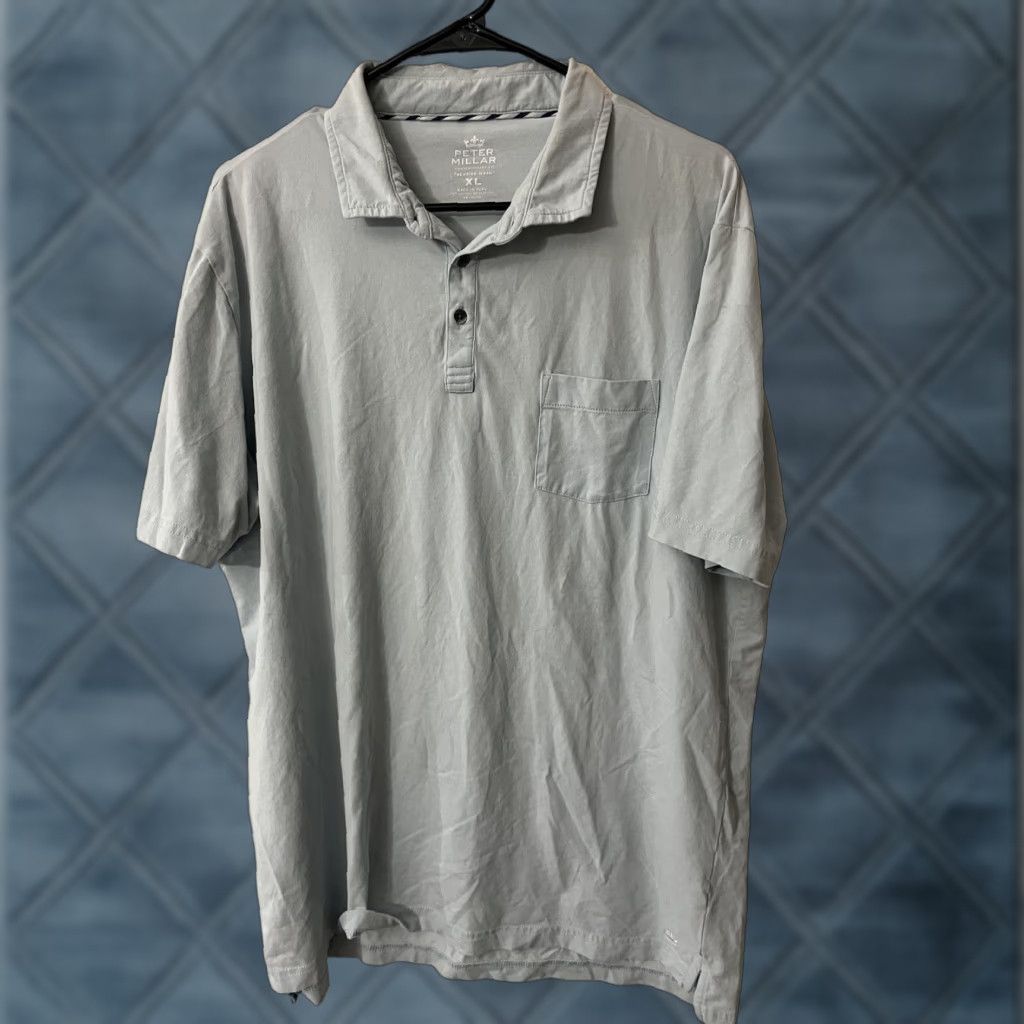 Peter Millar VINTAGE Peter Millar Polo Shirt Seaside Wash Solid Blue XL Men’s Short Sleeve 30.5 in Cotton 22 in Chest Mens Size US XL / EU 56 / 4 - 1 Thumbnail