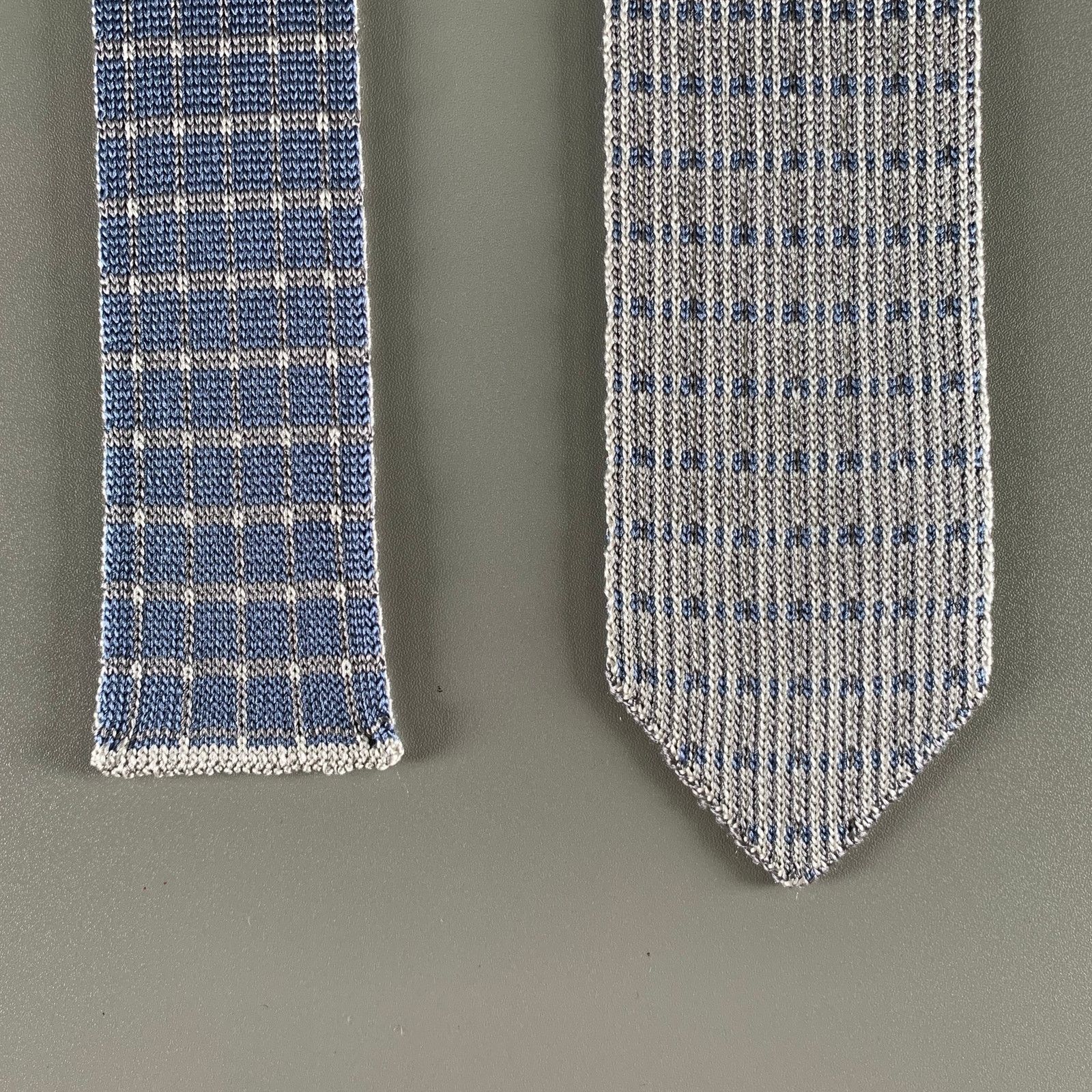 Brioni BRIONI Blue Grey Knitted Silk Tie Size ONE SIZE - 3 Thumbnail
