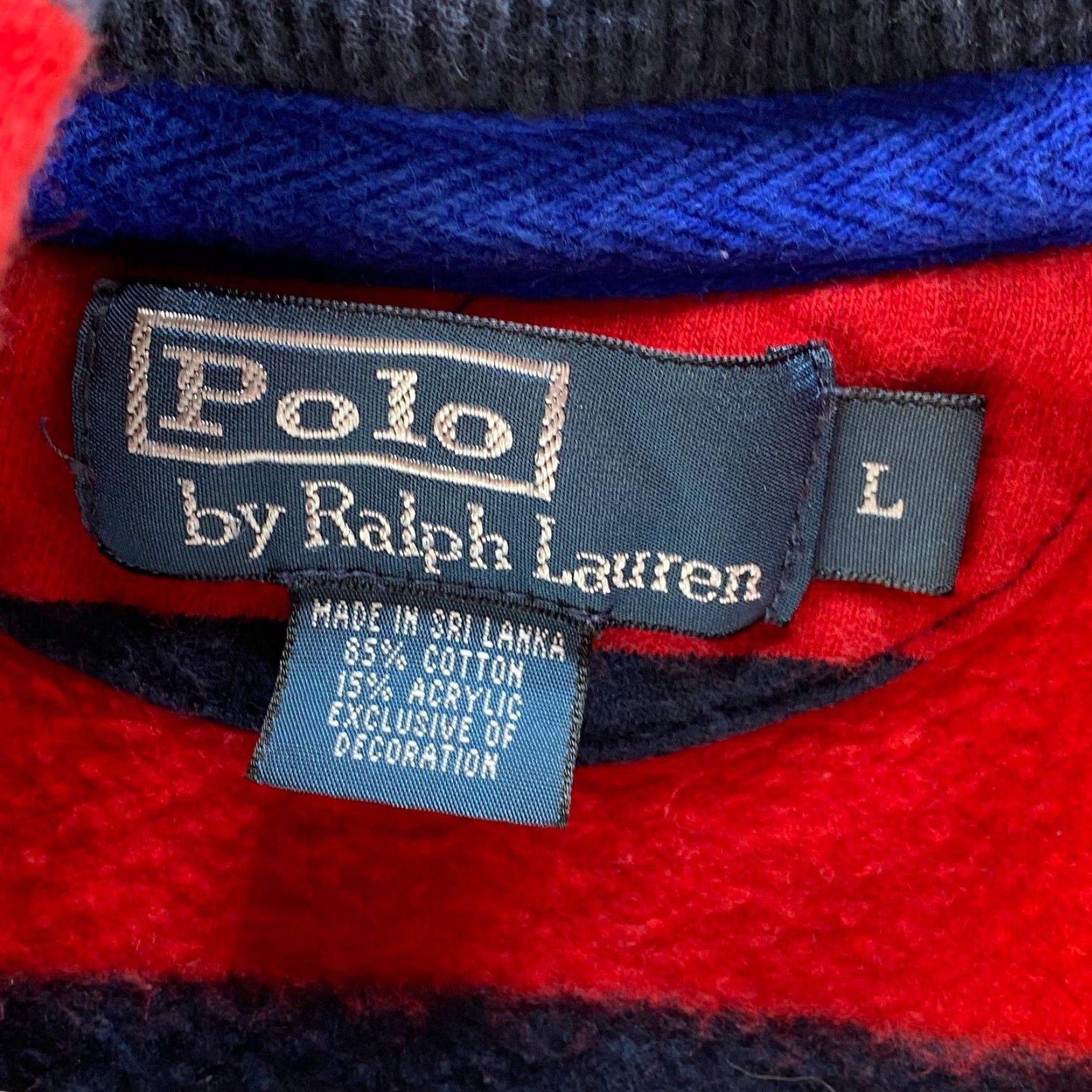 Polo Ralph Lauren VINTAGE Polo Ralph Lauren Rugby Hoodie Sweatshirt Mens Large Red Blue Striped Size US L / EU 52-54 / 3 - 7 Thumbnail