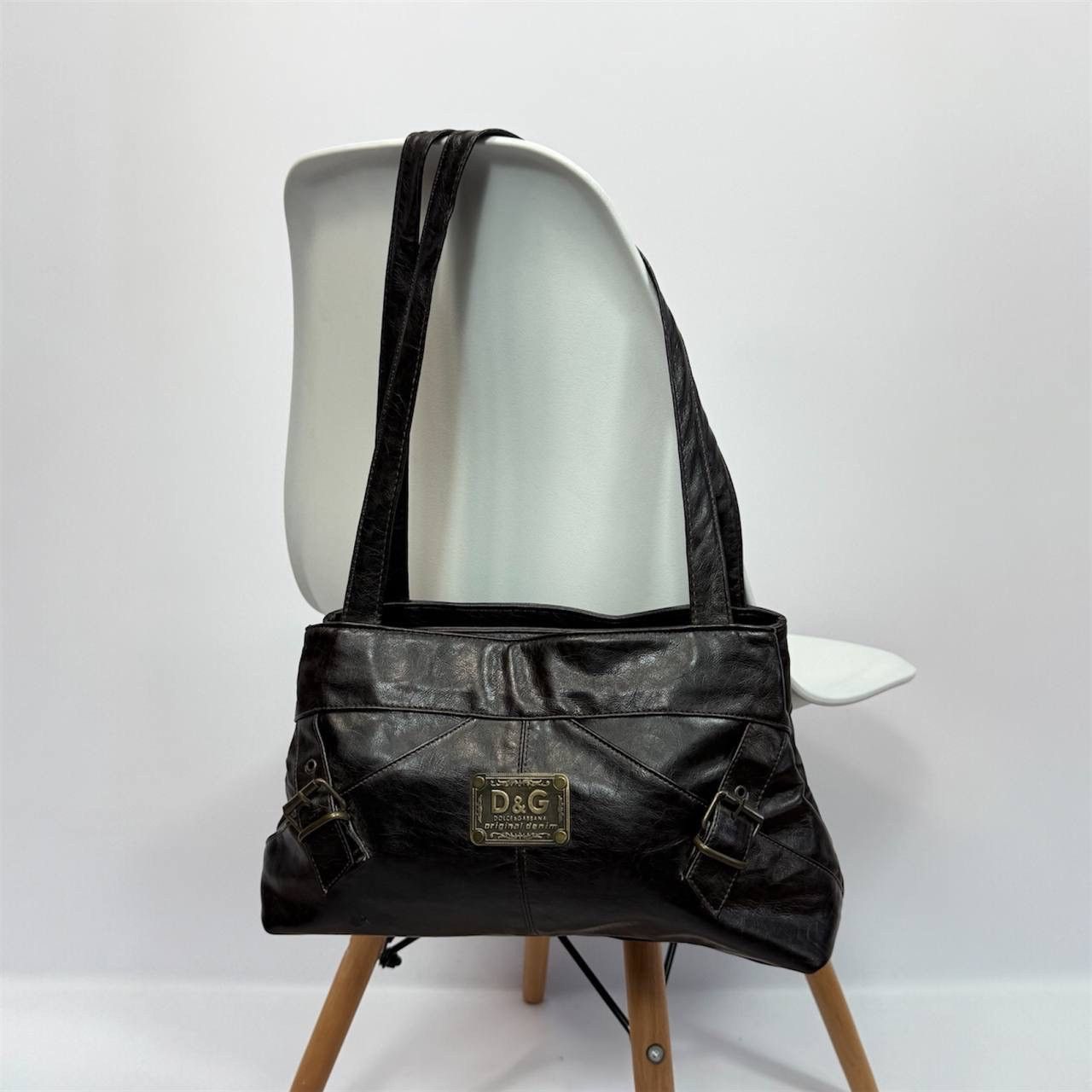 Archive D&G Y2K Leather Shoulder Bag Avant-Garde Cyber