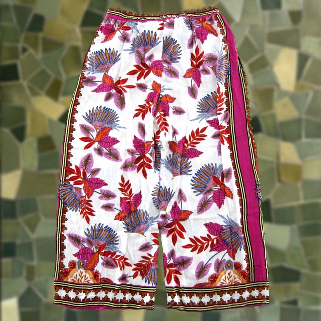 Haute Hippie Haute Hippie Pants Wide Leg Women Large Pink Tropical Floral Rayon 100% Wide Leg Pant Size 36" / US 14 / IT 50 - 1 Thumbnail