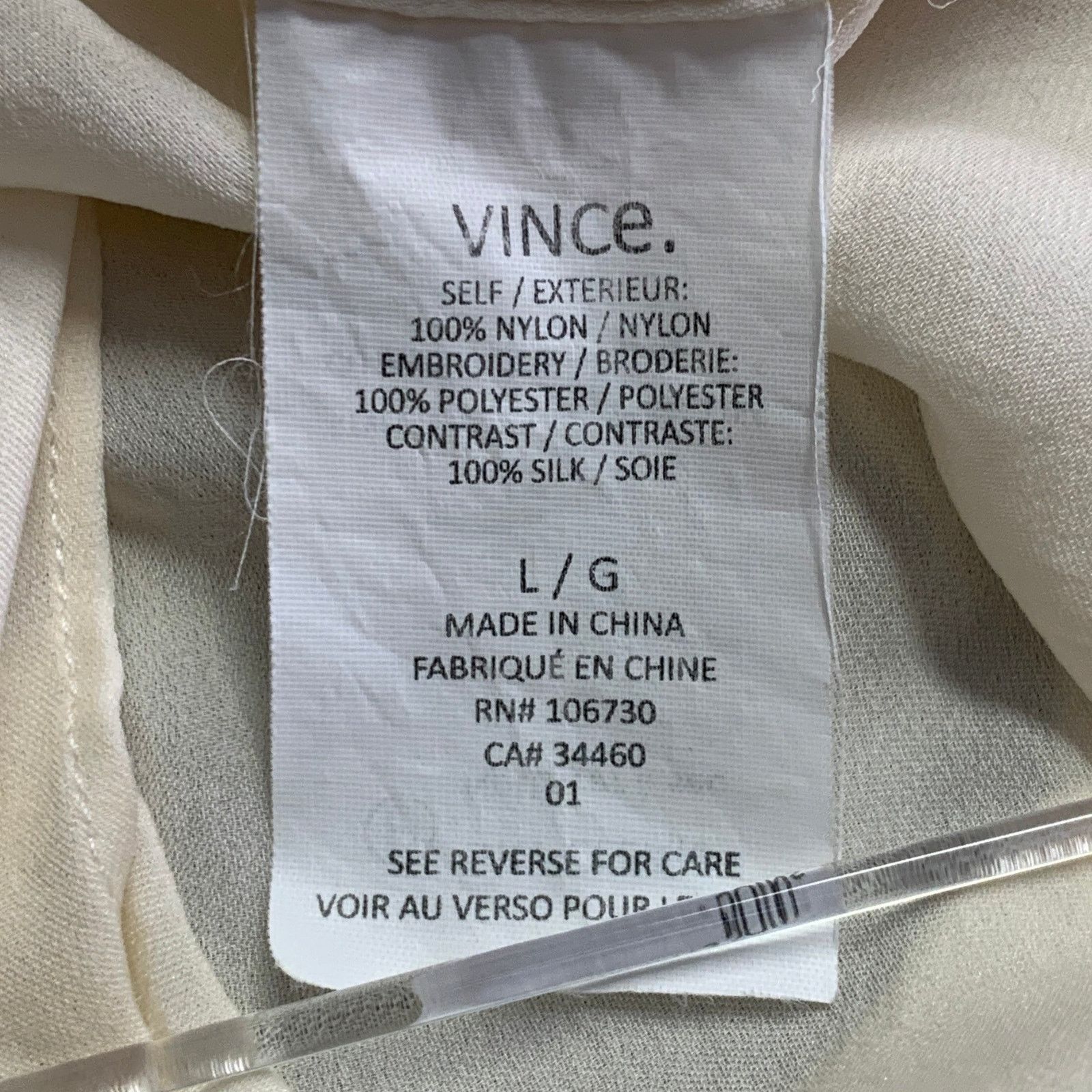 Vince VINCE Cream Embroidered Geometric Raw Edge Sleeveless Top Size L / US 10 / IT 46 - 6 Thumbnail