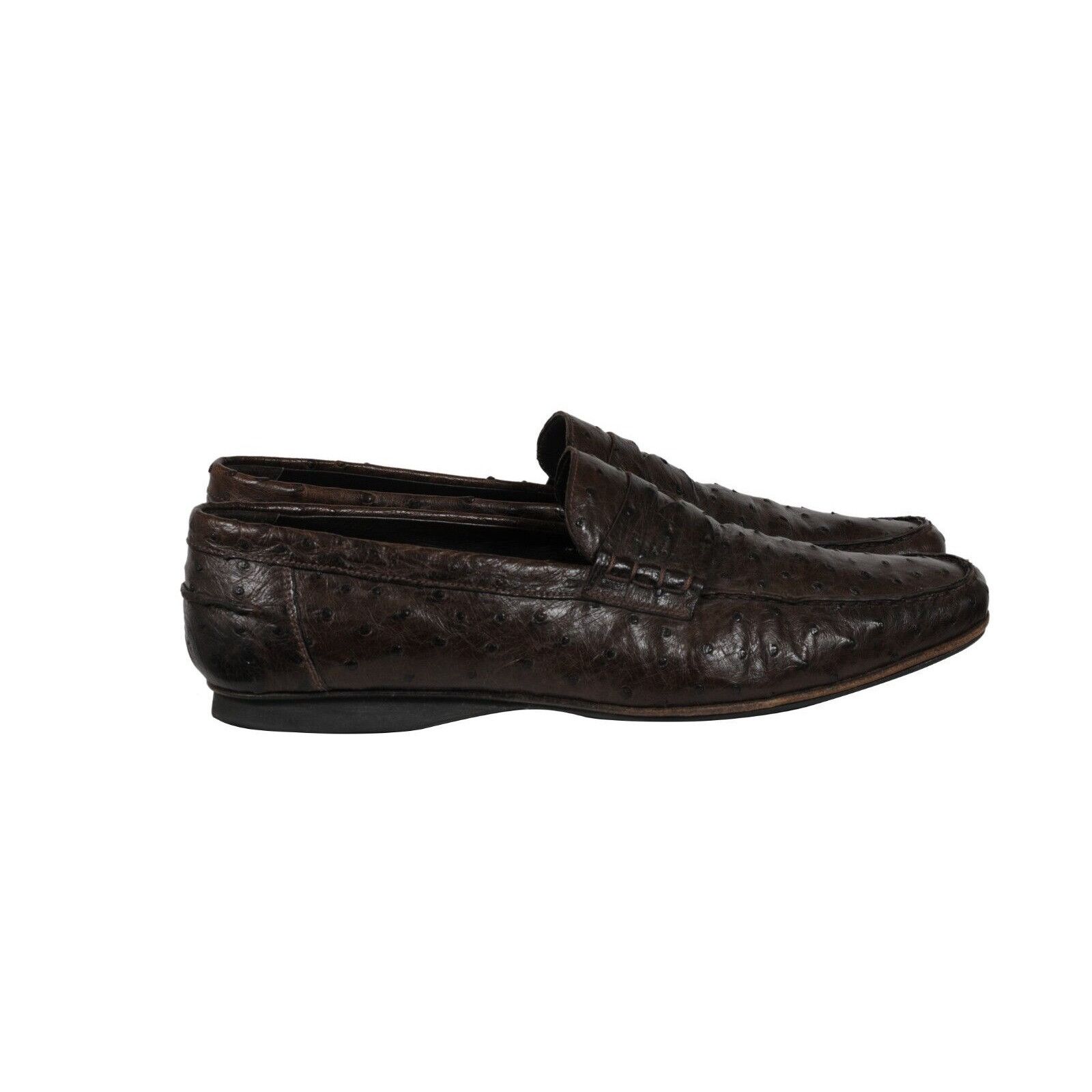 Penny Loafers Brown Ostrtich Leather - 02162